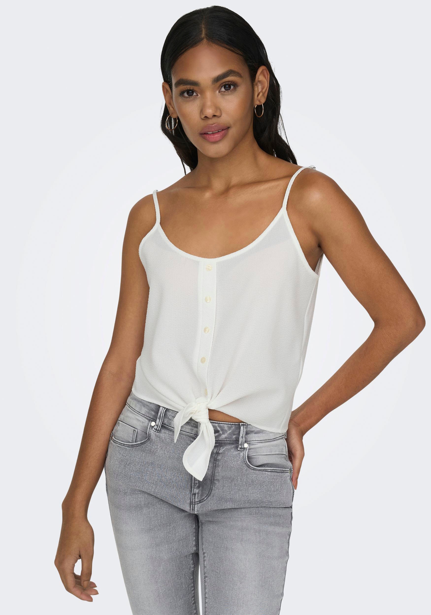 ONLY Trägertop »ONLLECEY SL KNOT SINGLET NOOS WVN« Materialmix, regular fit