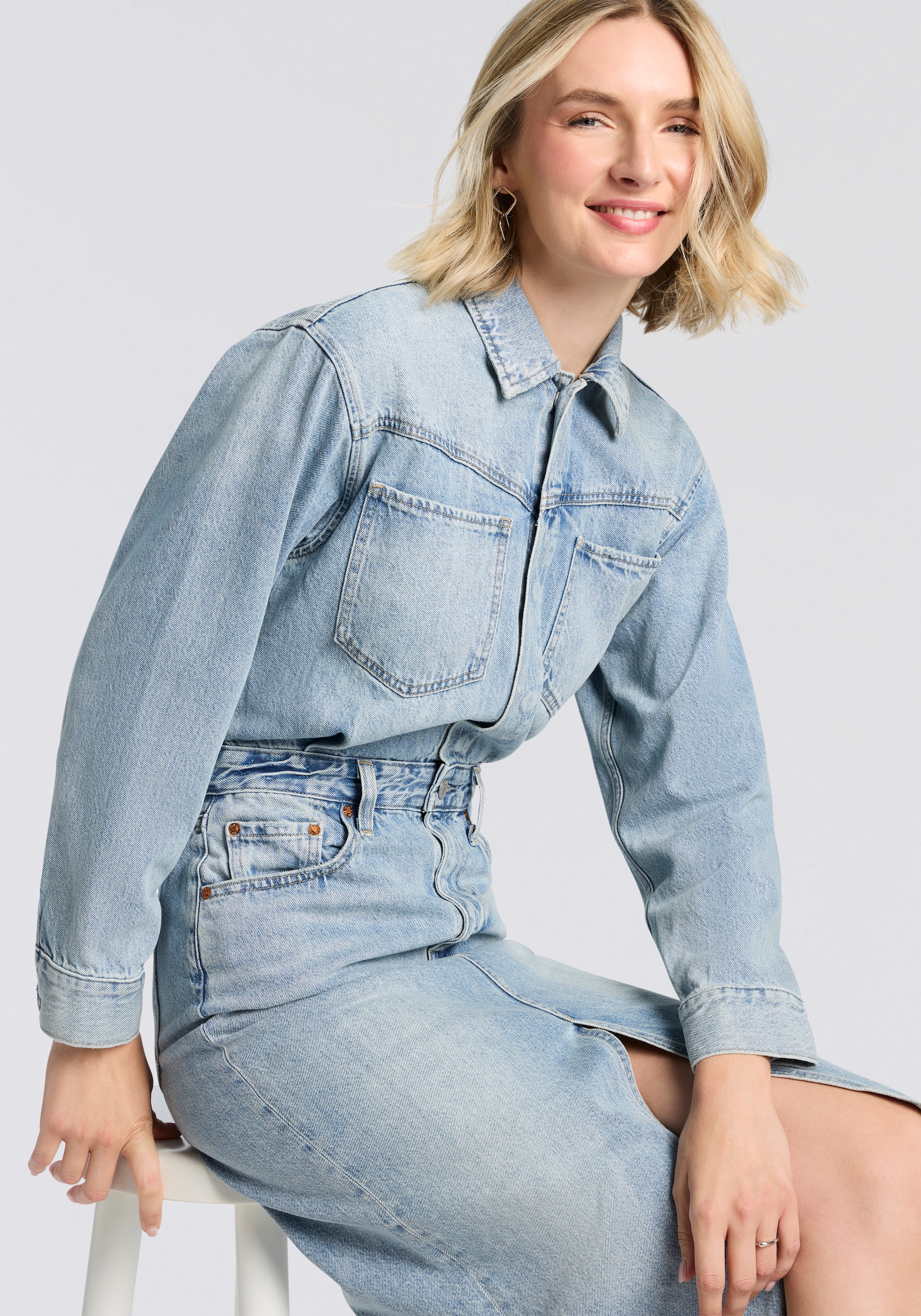 Levi's® Robe en jean »WESTERN DENIM MID« Denim-Midi-Hemdkleid