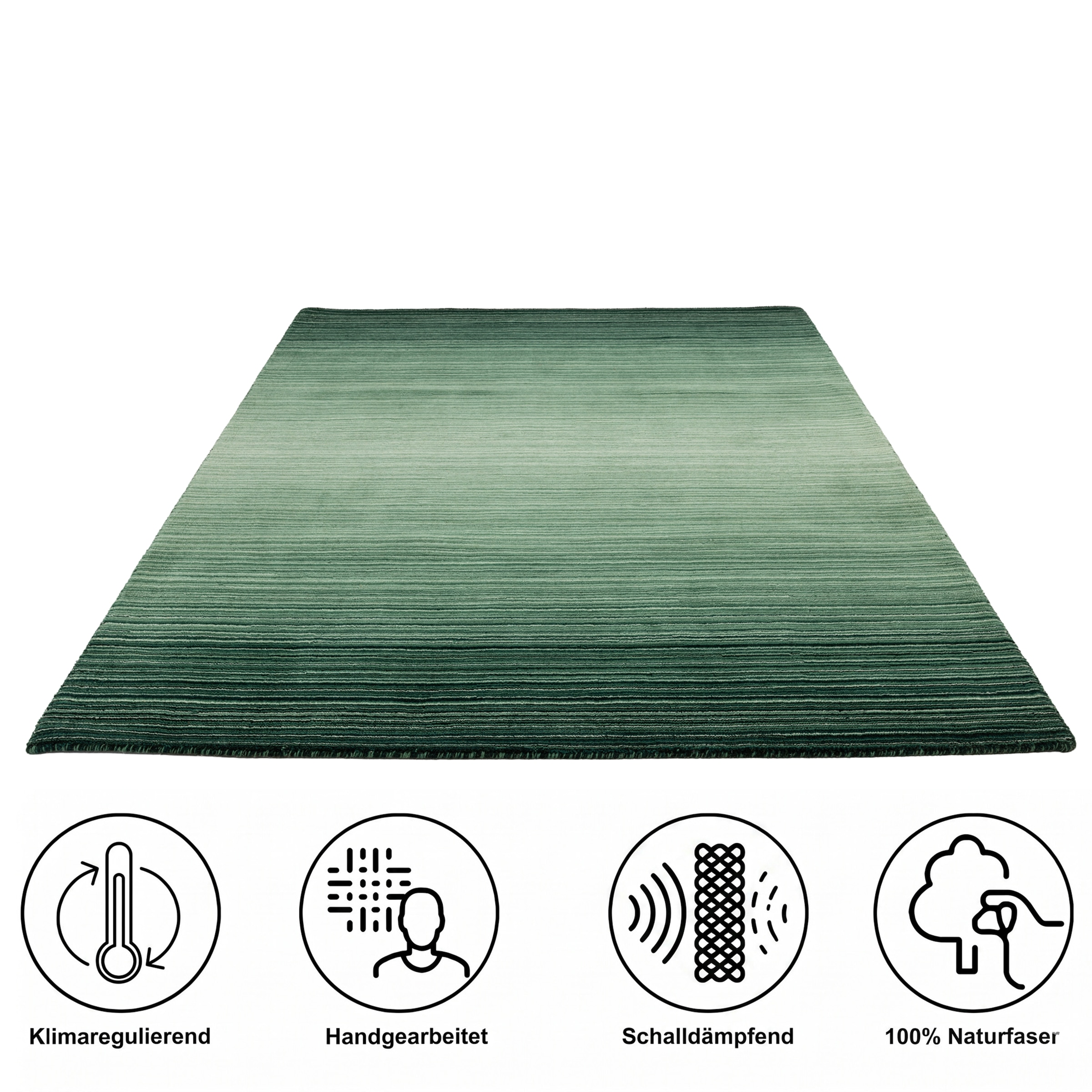 GOODproduct Wollteppich »Tyllan, Handgefertigt, reine Wolle« rechteckig 14 mm Höhe Farbverlauf, meliert, Wohnzimmer, Schlafzimmer, Esszimmer