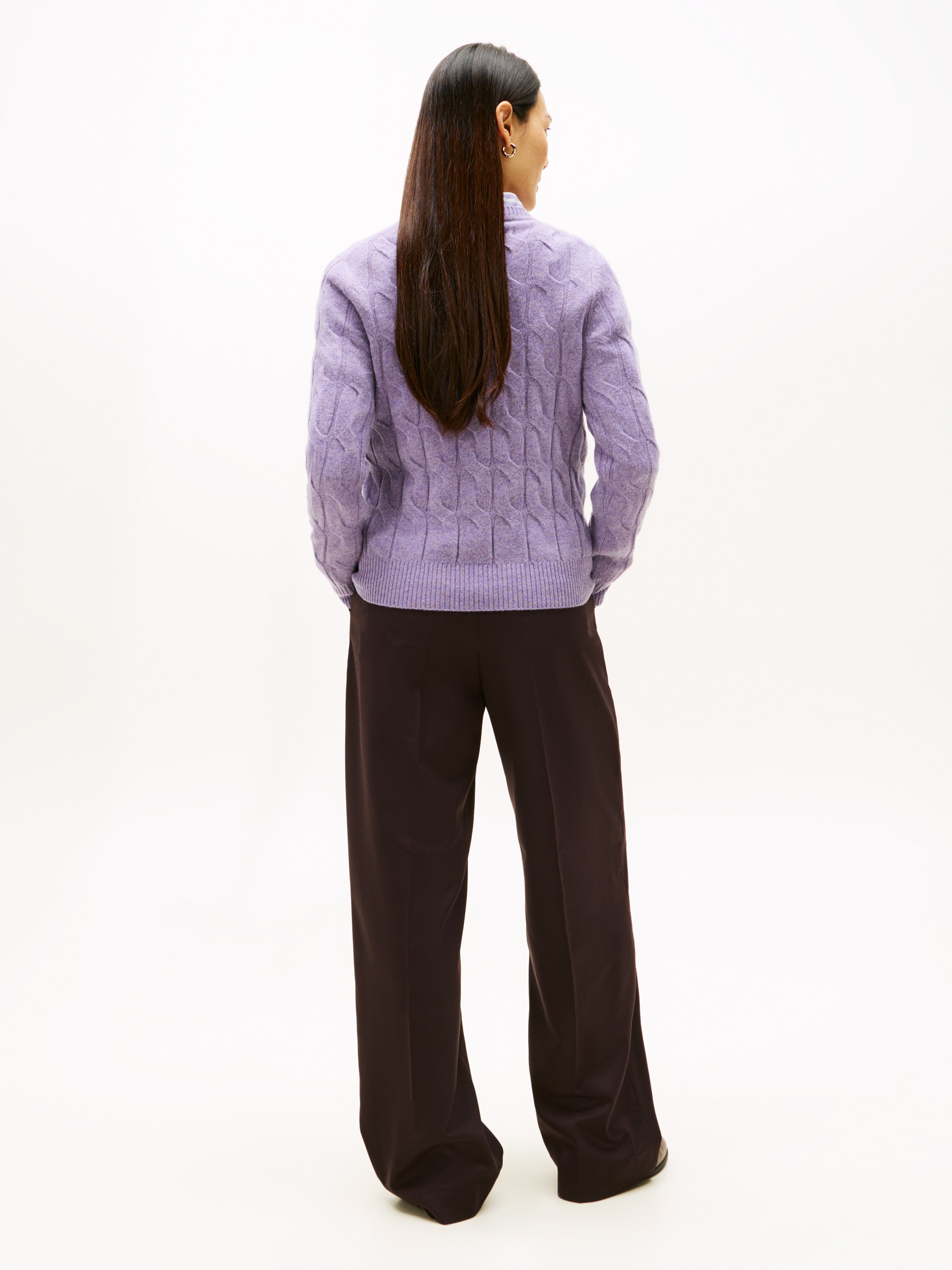 Tommy Hilfiger Pull en tricot »SOFT WOOL CABLE C-NK« Wolle, mit Zopfmuster