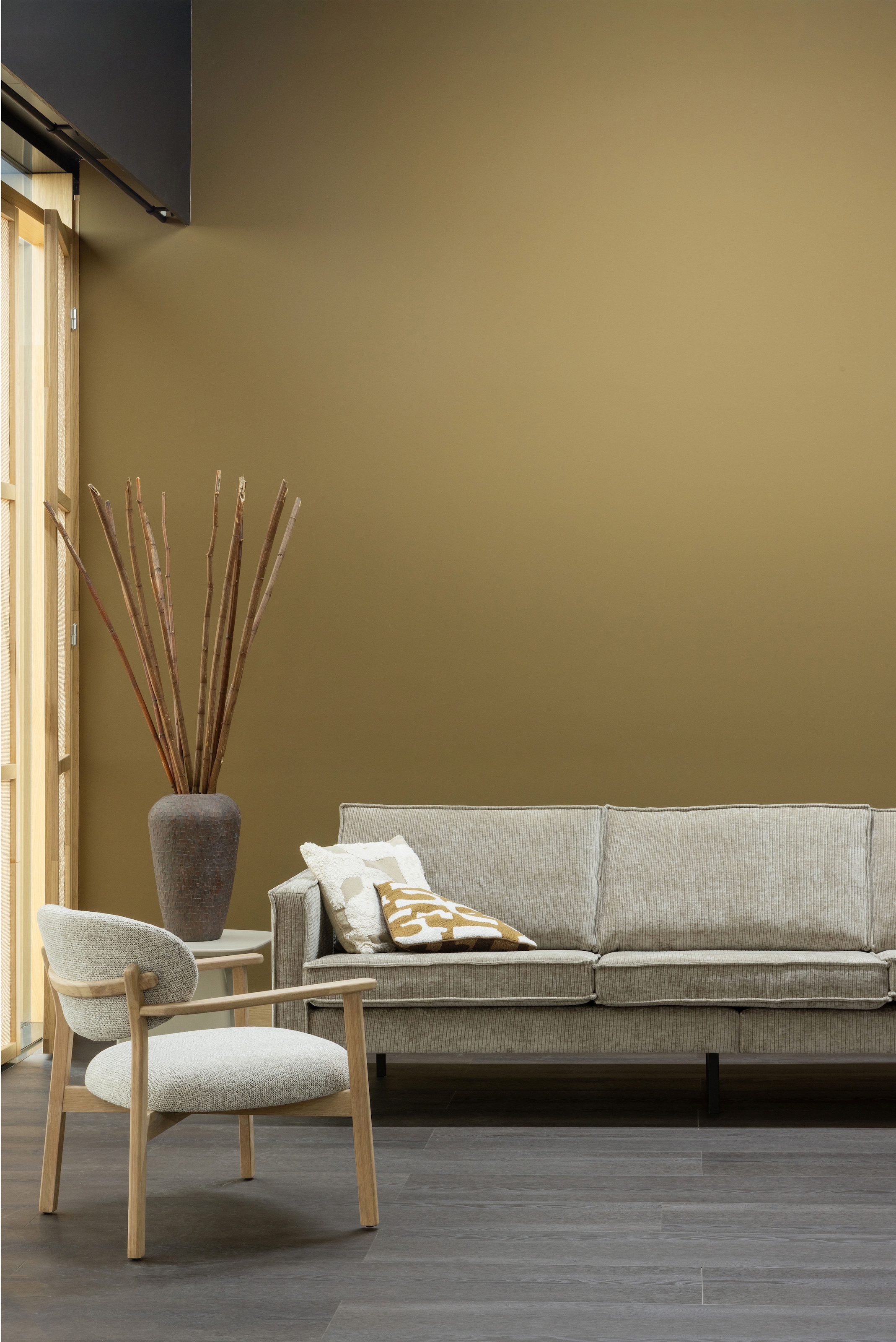 WOOOD Fauteuil lounge »Udar mit Eichenholzgestell und More-Melange-Bezug, B68 x T75 x H76 cm« très haute résistance à l'usure, accoudoirs intégrés, capacité de charge 120 kg