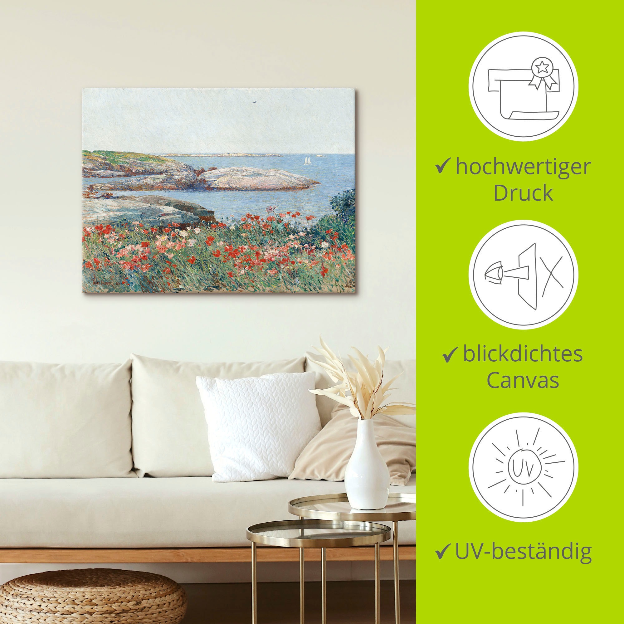 Artland Leinwandbild »Poppy, Isles of Shoals. 1891« Meer Bilder 1 Stk. tlg. auf Holzrahmen gespannt