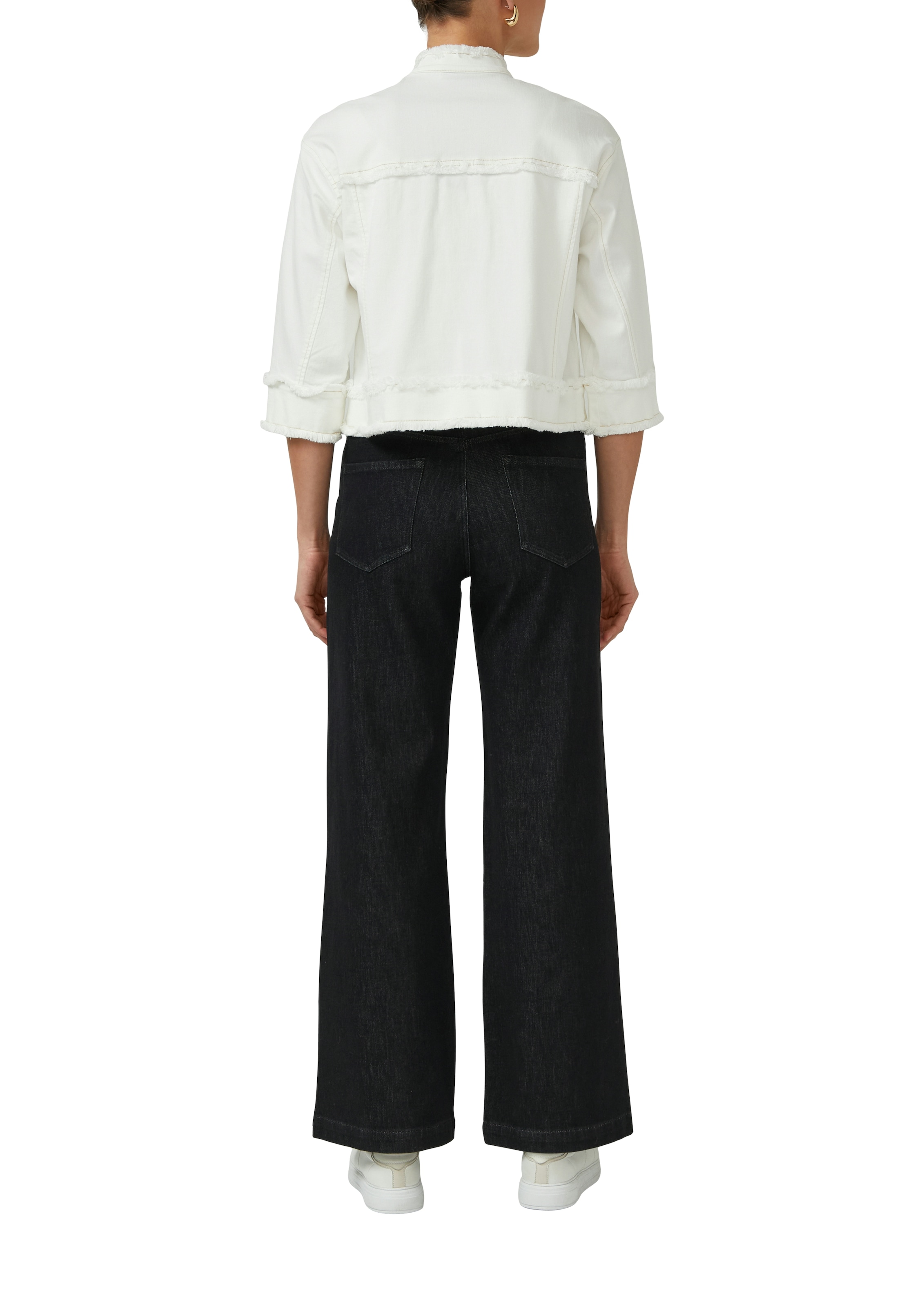 s.Oliver BLACK LABEL Blazer court 3/4-Arm mit Fransen und goldener Knopfleiste