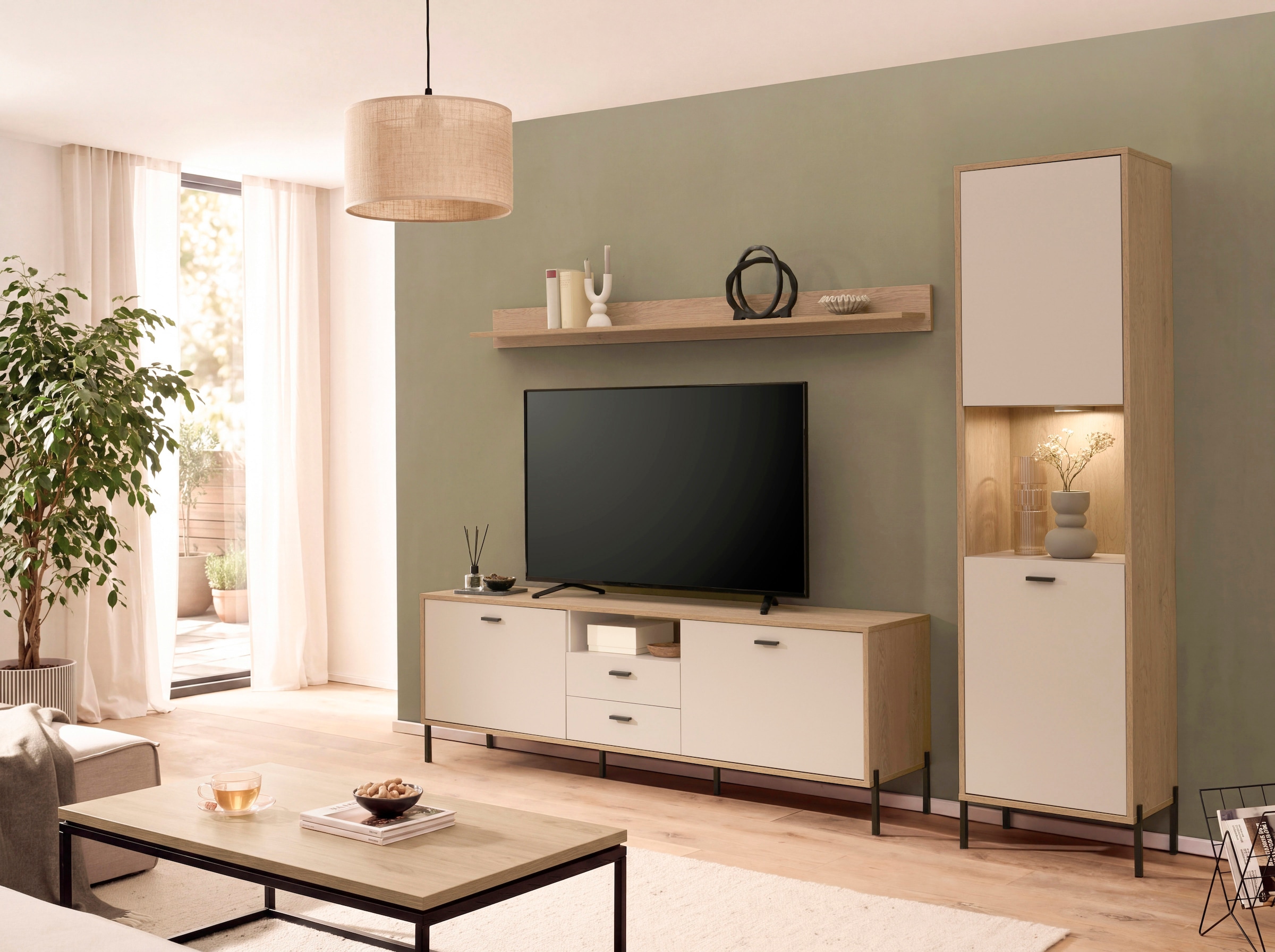 Home affaire Meuble mural »Fredericia, moderne Anbauwand, Komplettset in Kaschmir« Ensemble, 3 cuis tlg.