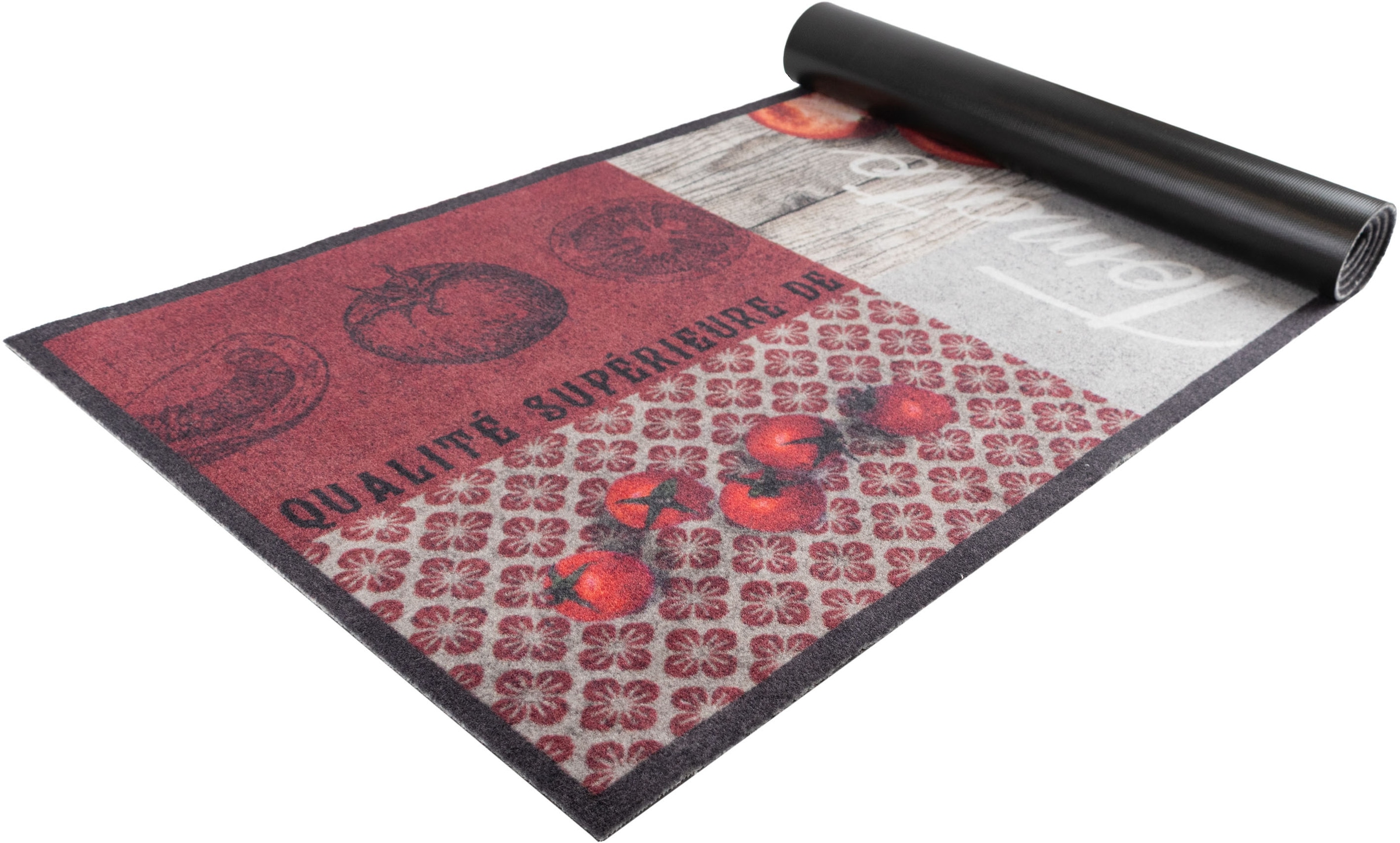 Primaflor-Ideen in Textil Chemin de cuisine »TOMATO, Made in Belgium« Rectangulaire 6,5 mm Höhe Motiv Tomaten, mit Schriftzug, rutschhemmend, waschbar, Küche