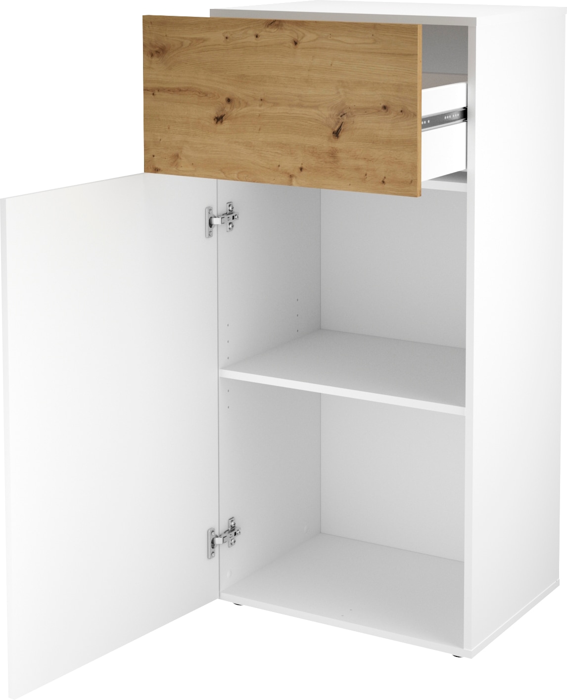 FMD Kommode »Belm« Grifflose Kommode mit Tür und Schubkasten, Breite 55 cm