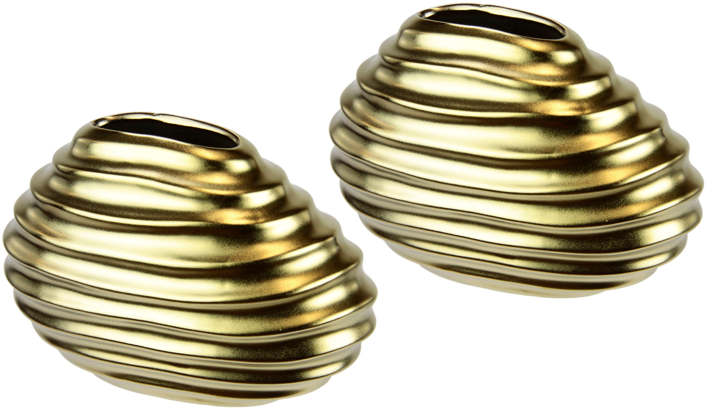 I.GE.A. Dekovase »Keramik-Vase« 2er Set Kleine Vase Weiss Modern Keramik Tisch Küche Büro Pampasgras
