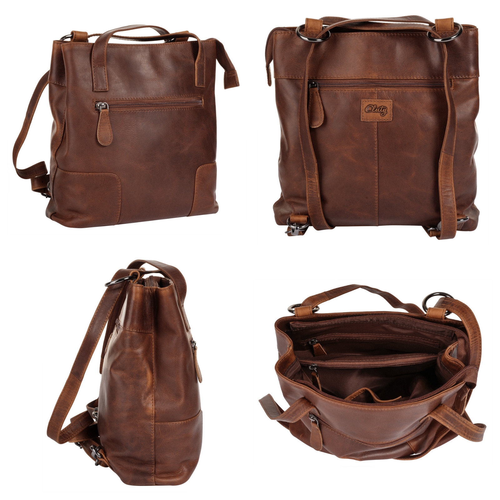 Cluty Sac à dos de ville echt Leder