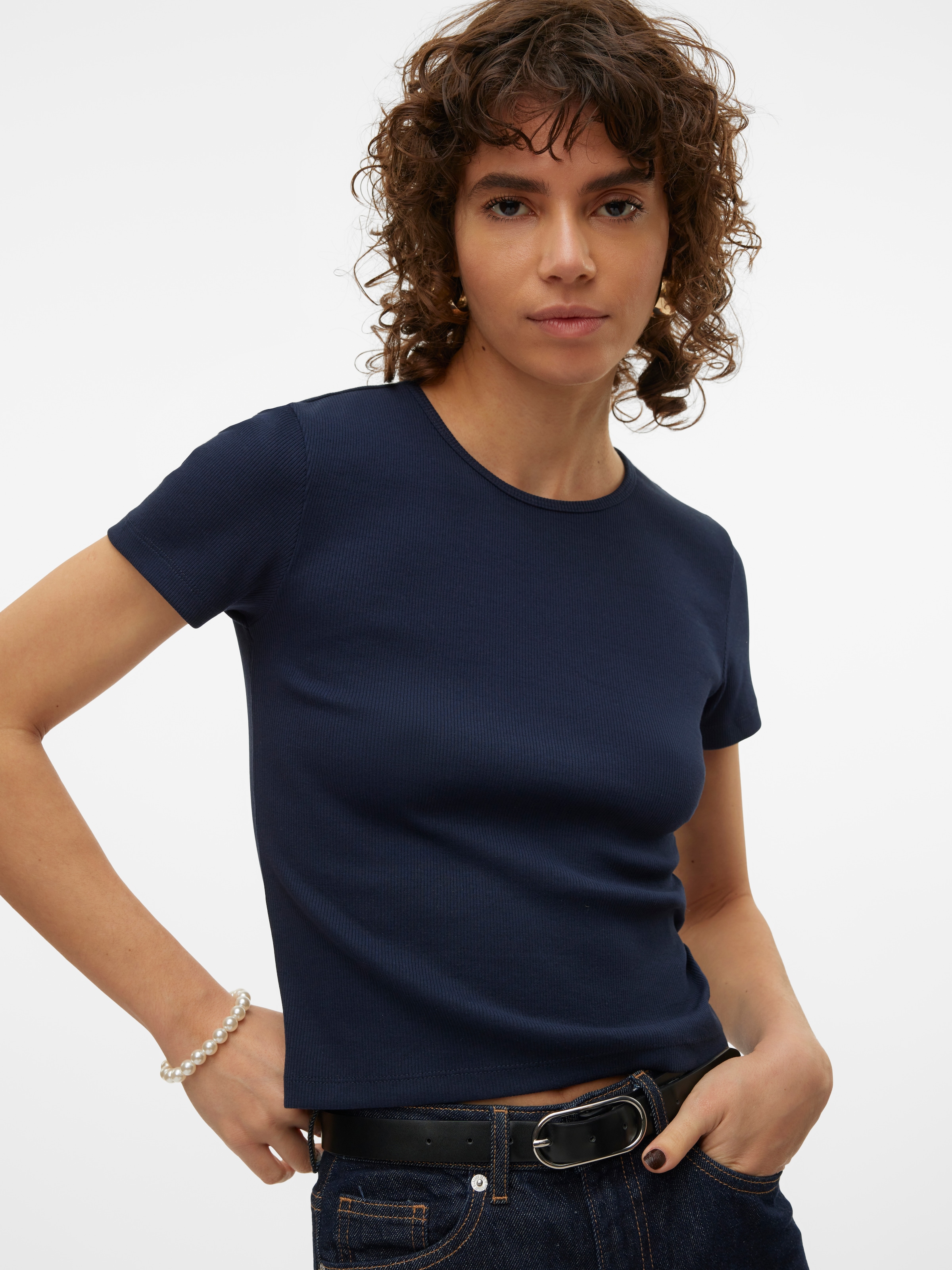 Vero Moda Kurzarmshirt »VMCHLOE SS SHORT TOP JRS NOOS« Baumwollmischung