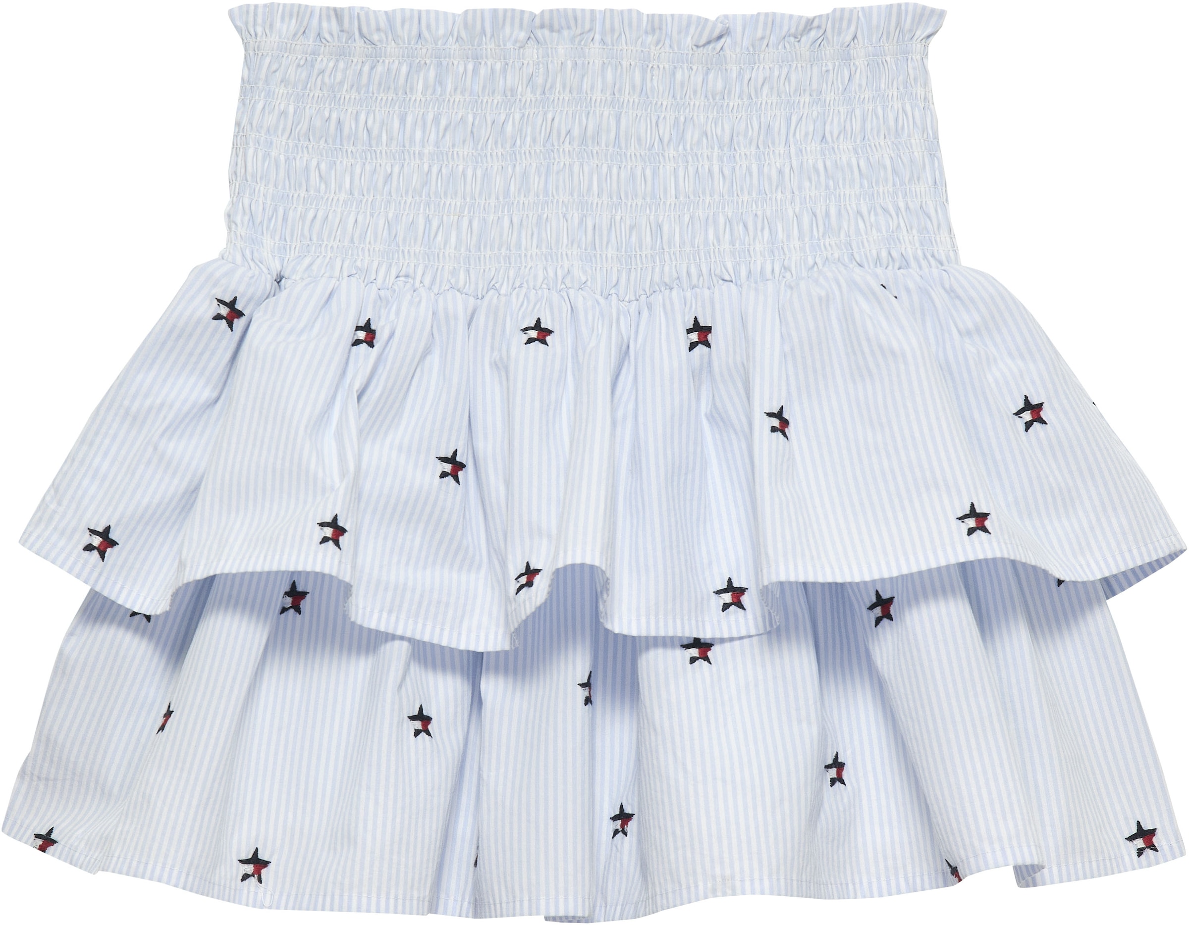 Tommy Hilfiger Jupe étagée »STAR STRIPES SKIRT« enfants jusqu’à 16 ans, bord côte smocké, brodé