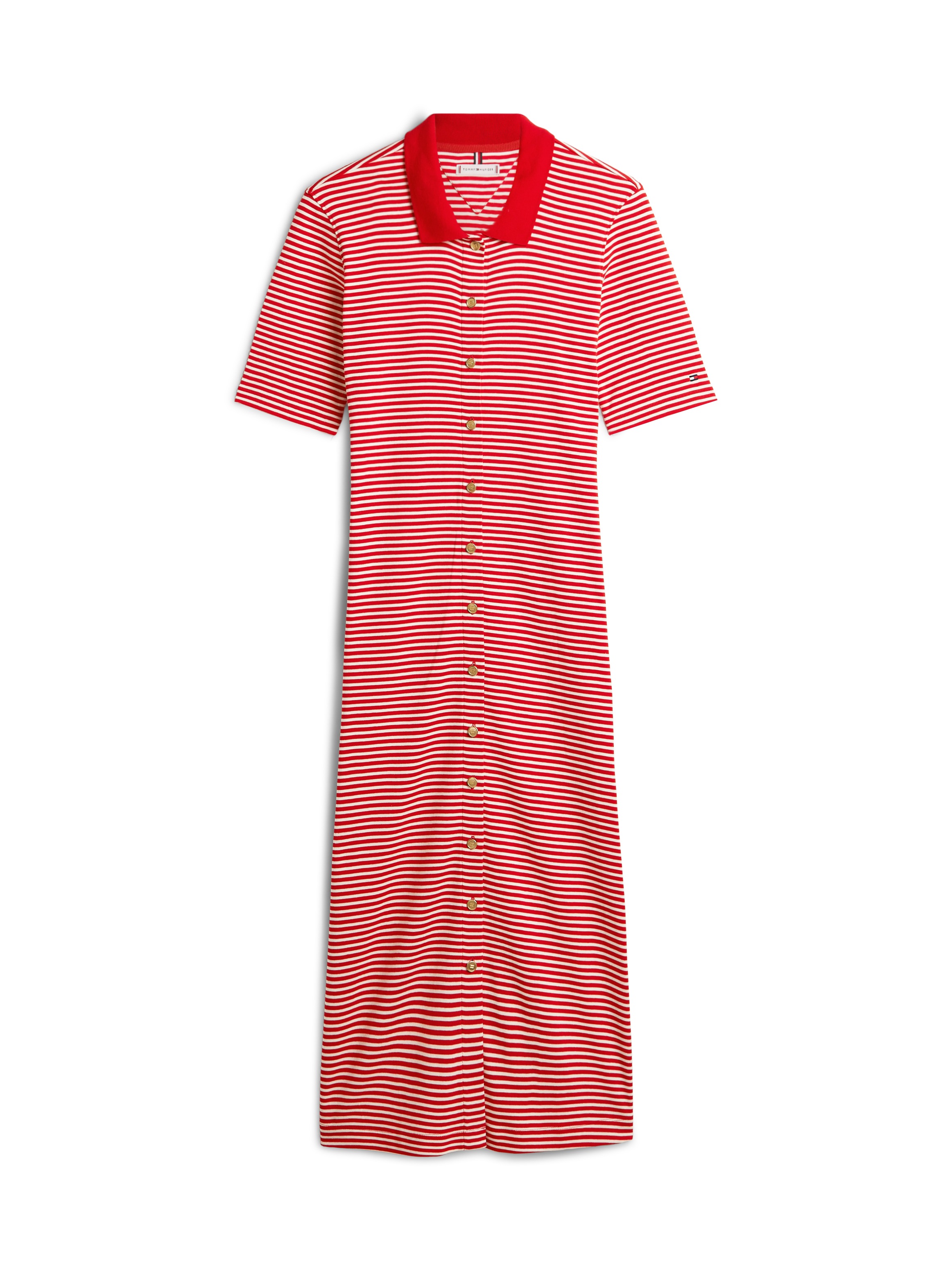 Tommy Hilfiger Polokleid »GOLD BUTTON F&F MIDI DRESS« mit Logo-Stickerei