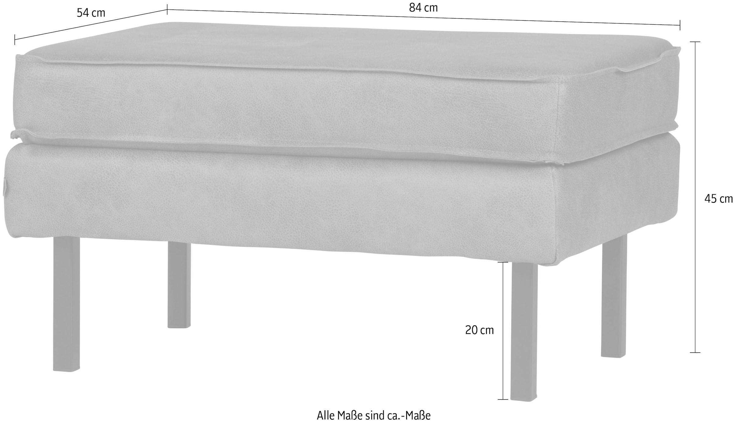 WOOOD Tabouret de pied »Rodeo mit Kunstleder-Kombination und Metallgestell B84 x T54 x H45 cm« Haute résistance à l'usure, capacité de charge 100 kg, facile à monter