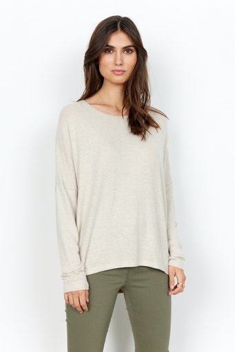 soyaconcept Shirt à col rond »SC-BIARA 1« bequemer Pullover, elastische Viskose-Qualität in melierter Optik