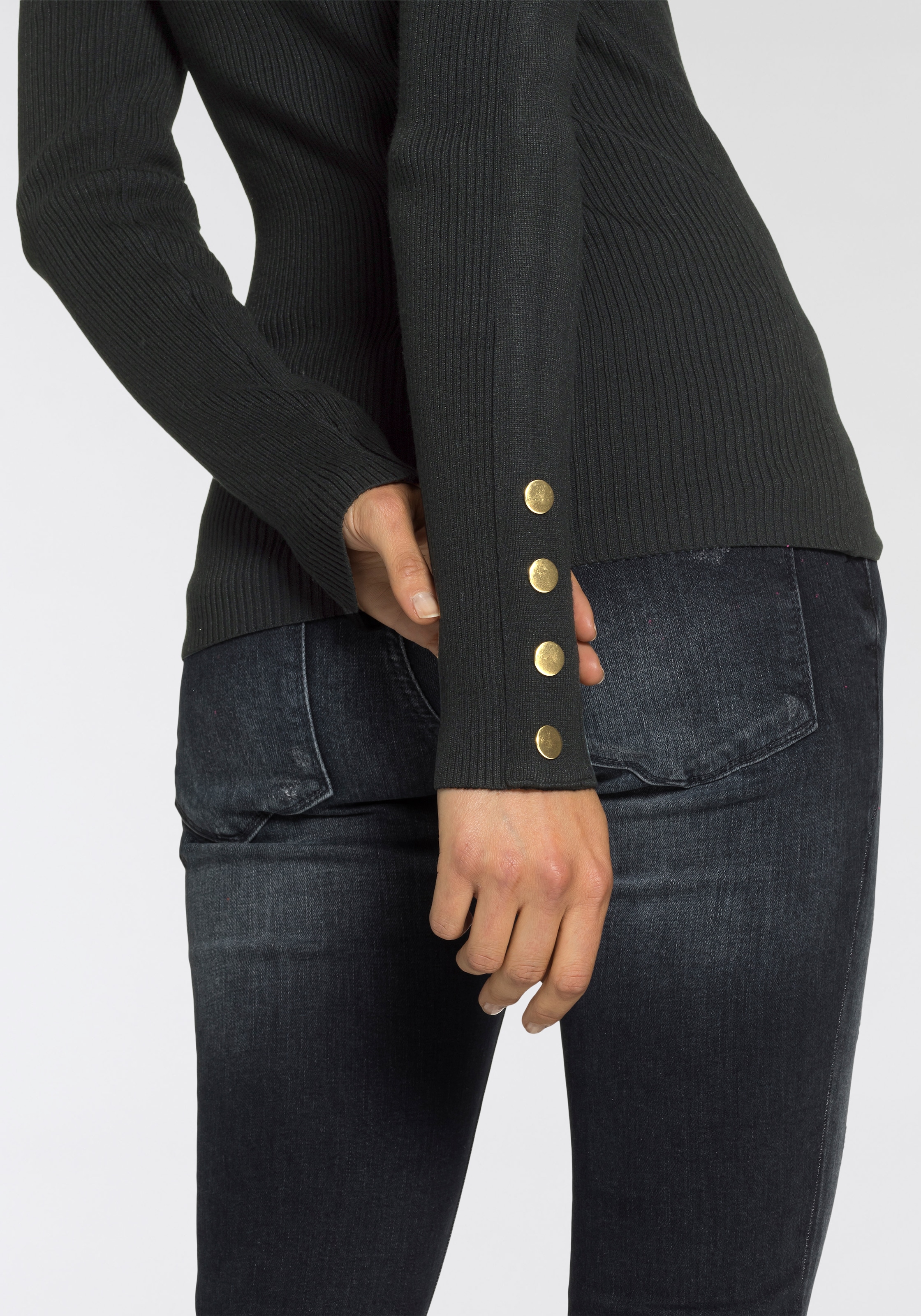 Melrose Strickpullover aus Rippqualität mit Knöpfen