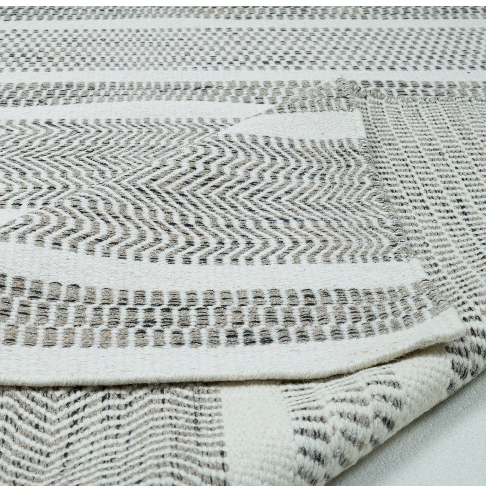 THEKO Tapis en laine »TRONDHEIM 05« Rectangulaire 10 mm Höhe tissu plat, rayé, pure laine, tissé main, salon