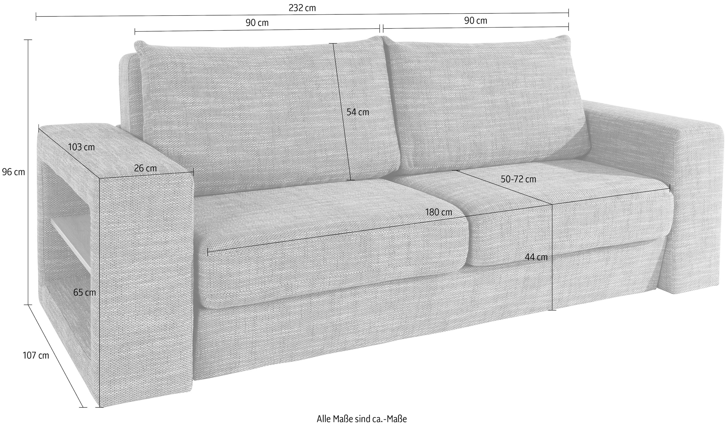 LOOKS by Wolfgang Joop 3,5-places »Looksvb« Verwandlungssofa: aus Sofa wird Sofa mit 2 Hockern, mit Regalfunktion