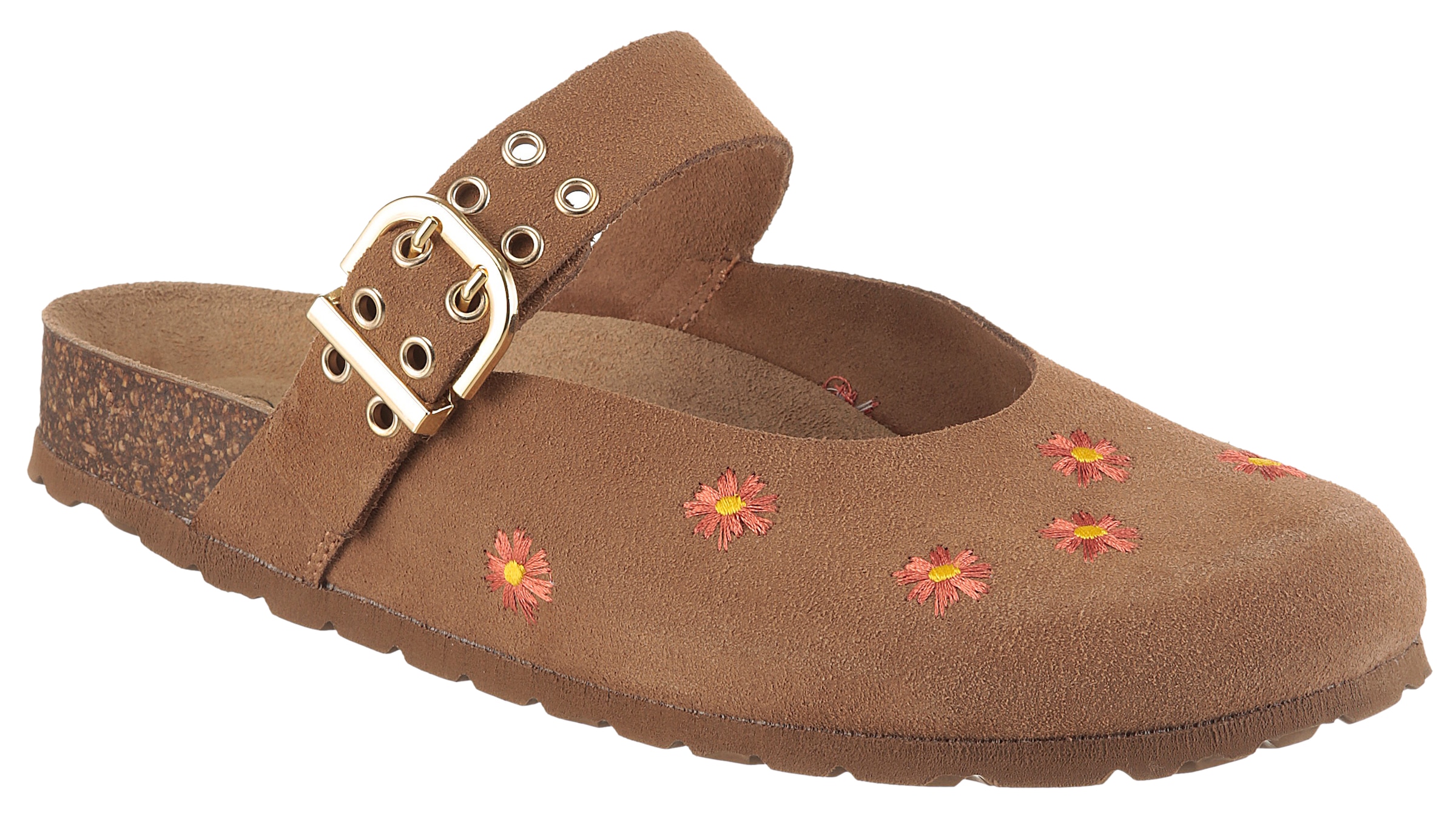 Aniston SHOES Clog  Sommerschuh, Sabot mit Blütenstickerei - NEUE KOLLEKTION