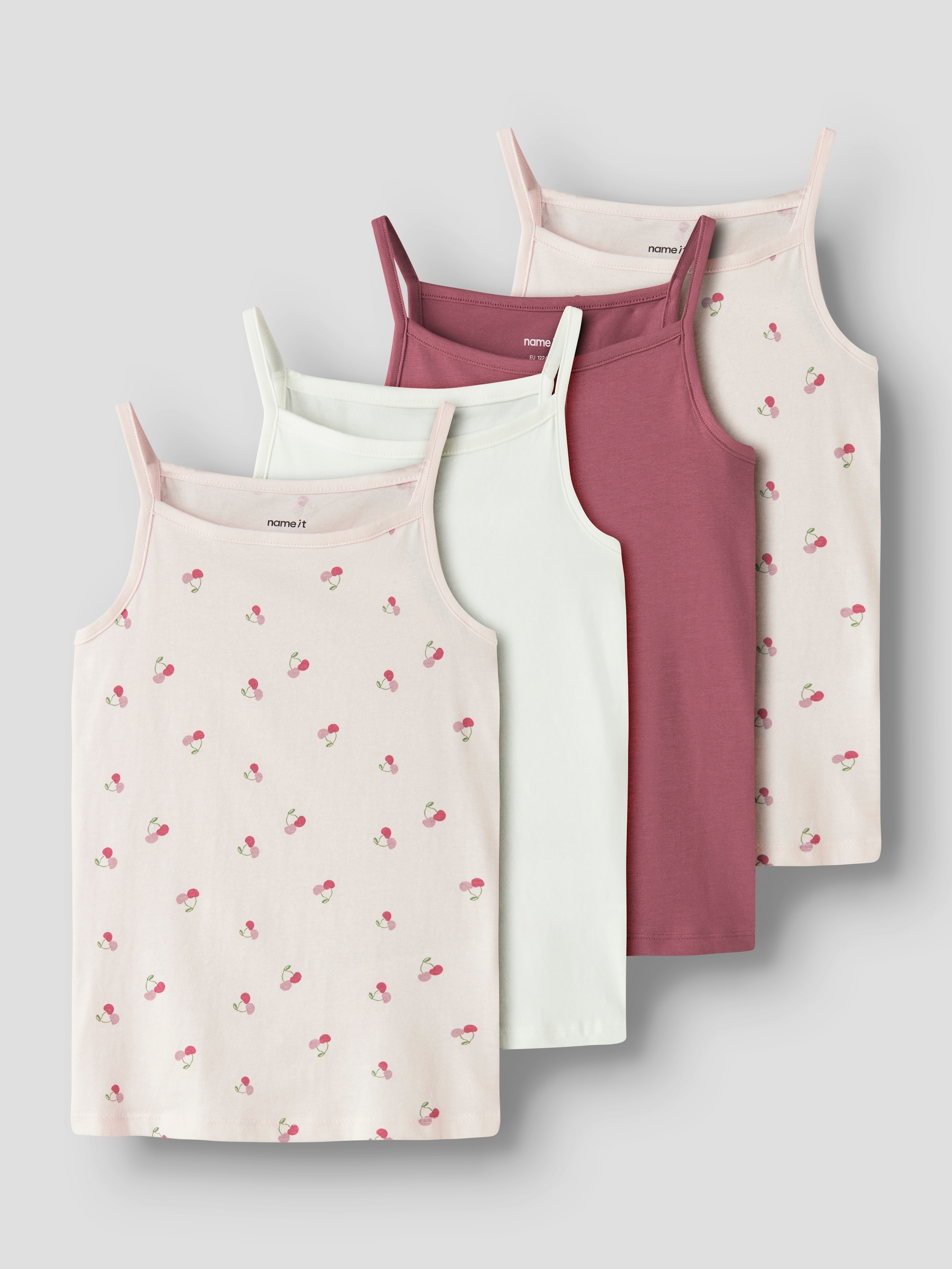 Name It Sous-chemise »NKFSTRAP für Mädchen mit Stretchkomfort im 4er-Pack« Packung, 4 cuis bedruckt, casual, regular fit, Baumwollmischung, Rundhals