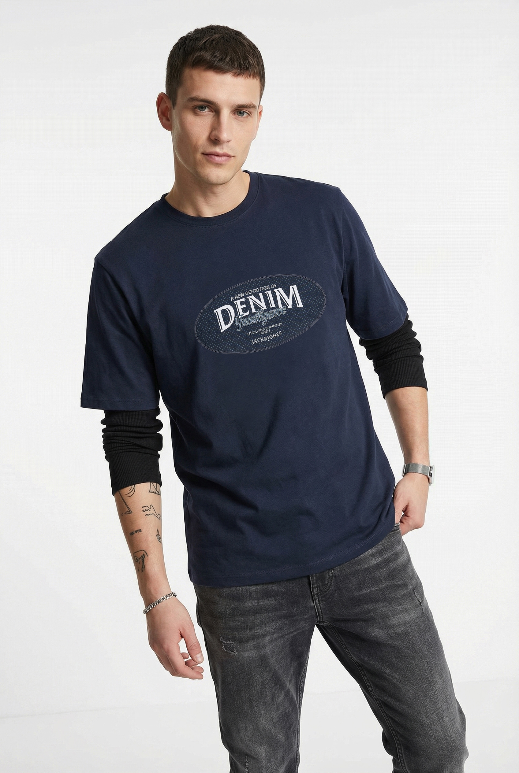 Jack & Jones T-shirt »JJEDOVER DENIM TEE SS O-NECK 3PK MP« Packung, 3 pièces