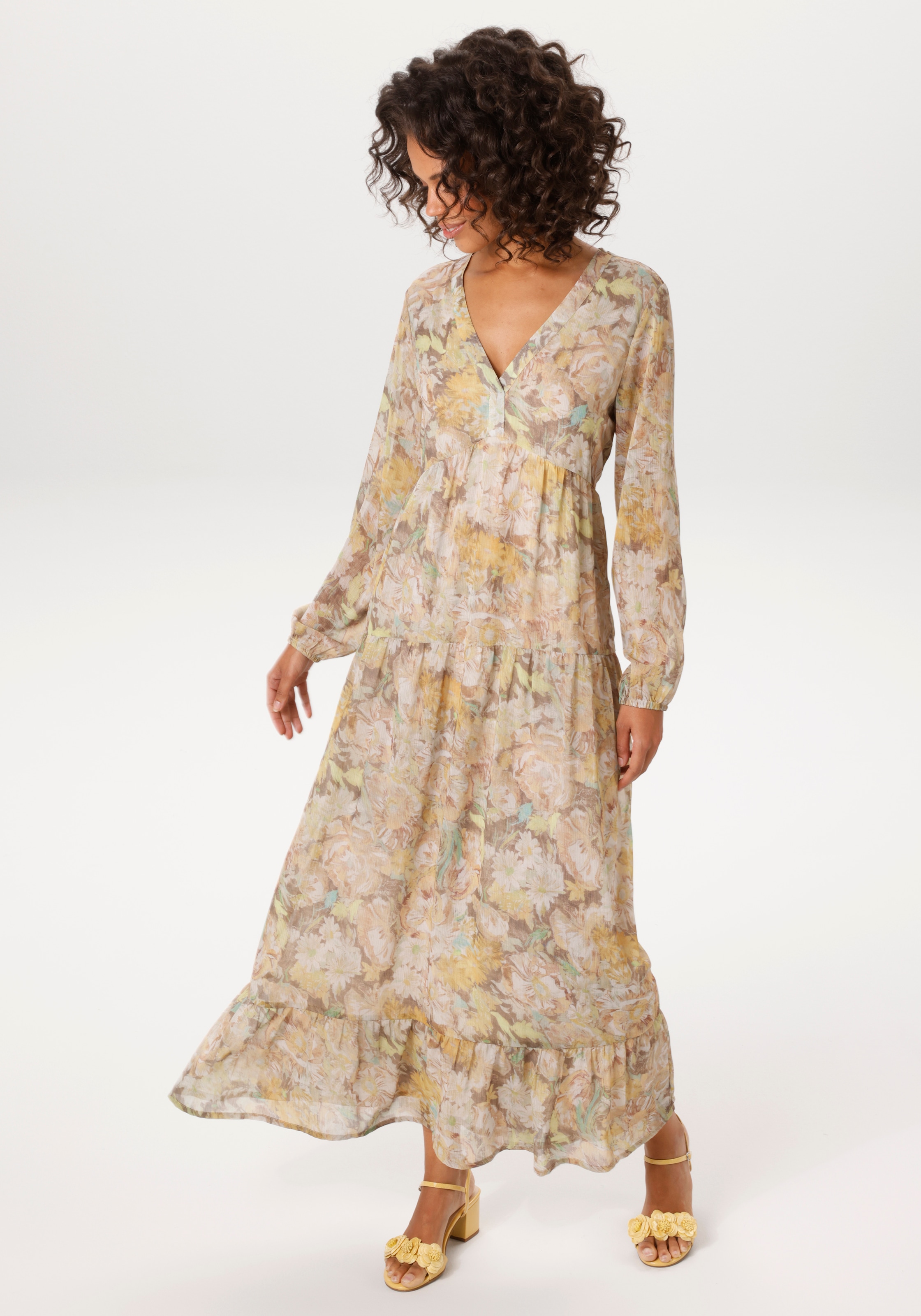 Aniston CASUAL Maxikleid mit pastellfarbenen Blumendruck - NEUE KOLLEKTION