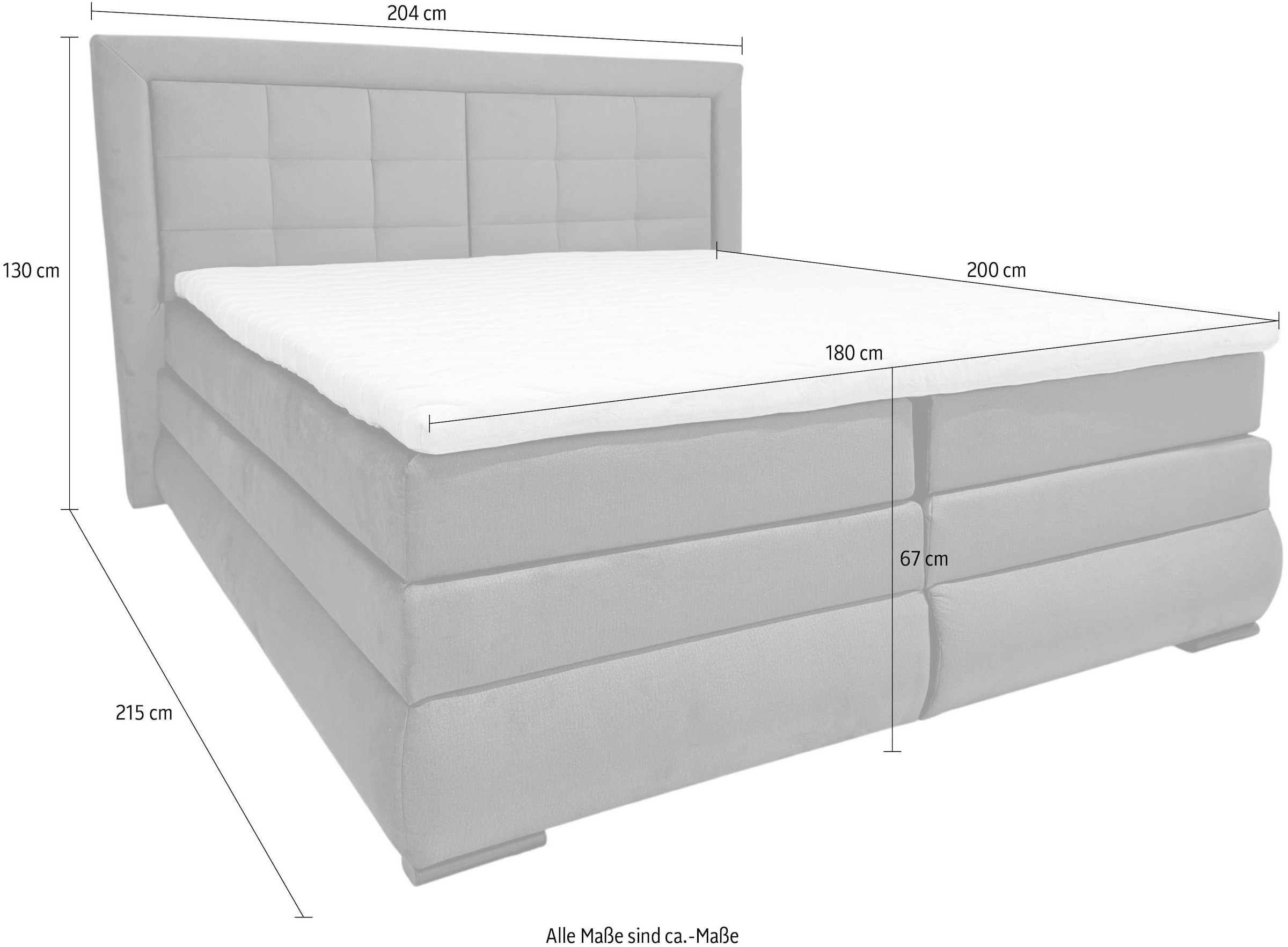 GOODproduct Lit boxspring »MIVVA inkl. Bettkasten & Topper, Komfortliegehöhe: 67cm, Breite: 180cm« in H3, H4 oder Hmix H3/H4, wahlweise mit oder ohne LED-Leuchten