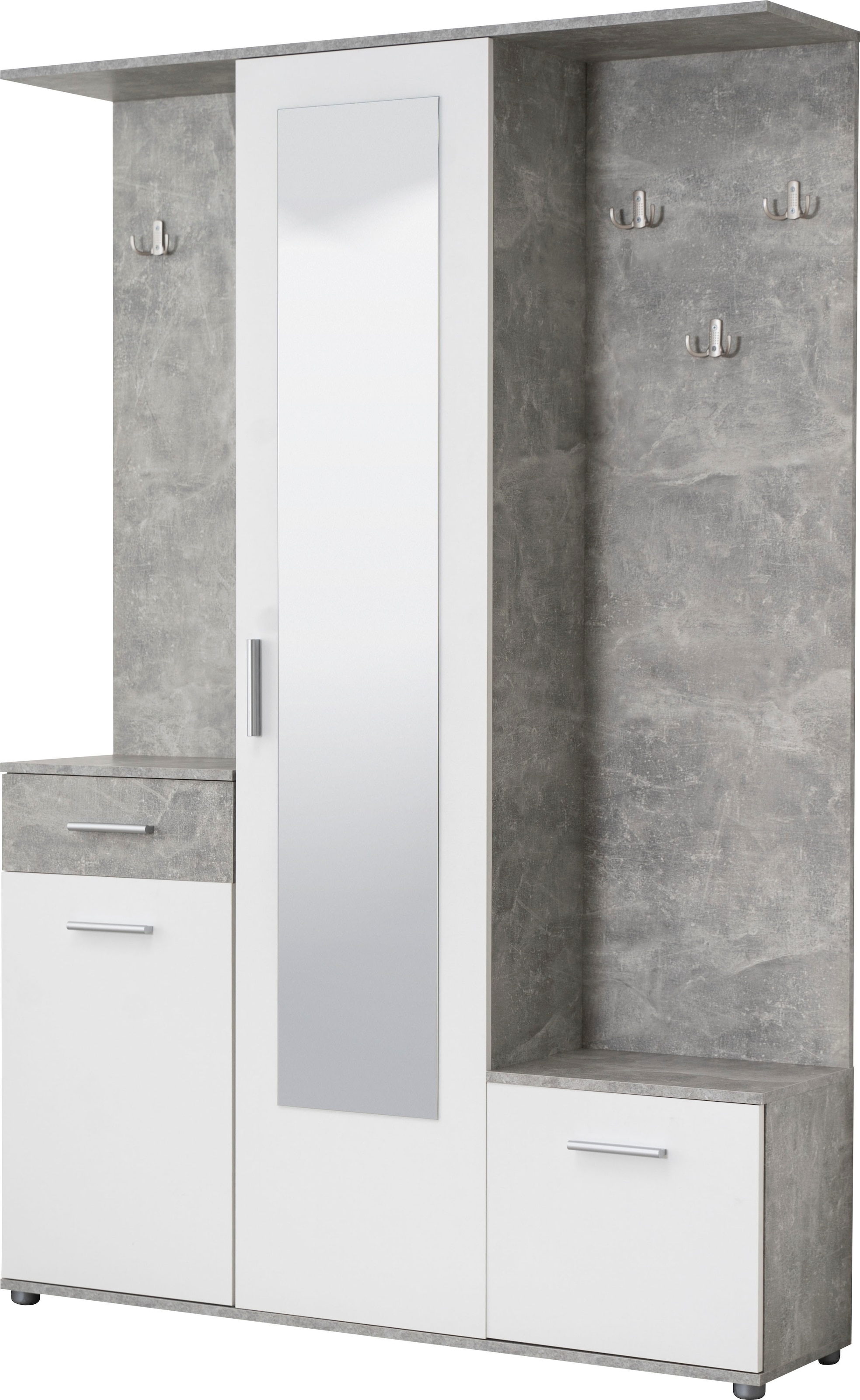 INOSIGN Vestiaire compact »Martin Flurgarderobe, Dielenschrank, Flurmöbel, Breite 134 cm« Schuhschrank, mit Spiegel, in modernen Farben, mit 10 Haken