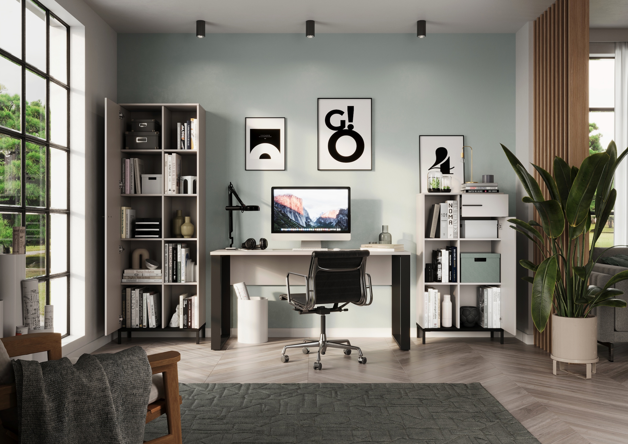 GERMANIA Aktenschrank »GW-Rovigo, mit offenem Regal,« 1 Stk. tlg. spiegelverkehrt montierbar, Höhe 190 cm, Made in Germany