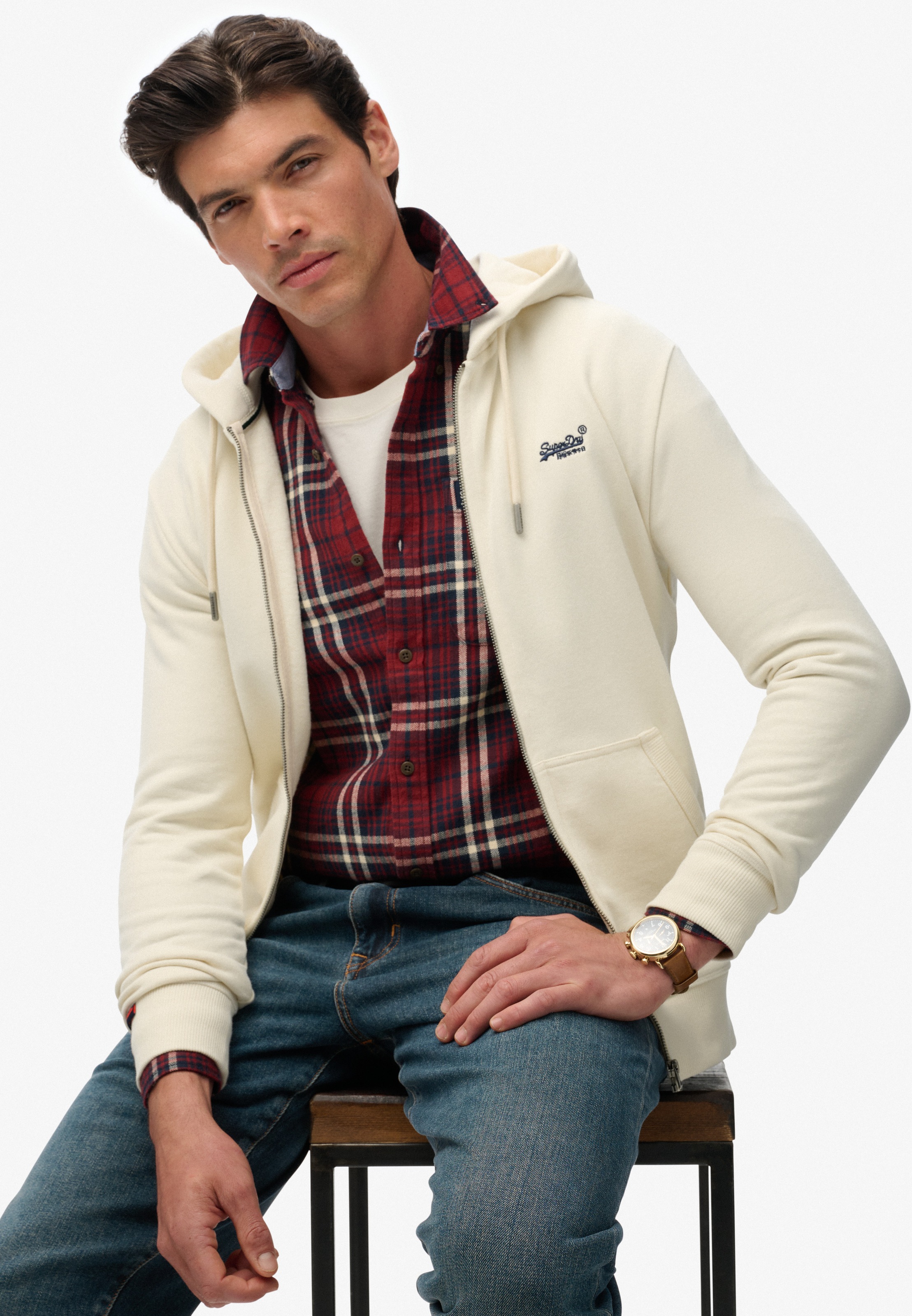 Superdry Sweat à capuche »ESSENTIAL LOGO ZIP HOODIE HB« Baumwollmischung, slim fit