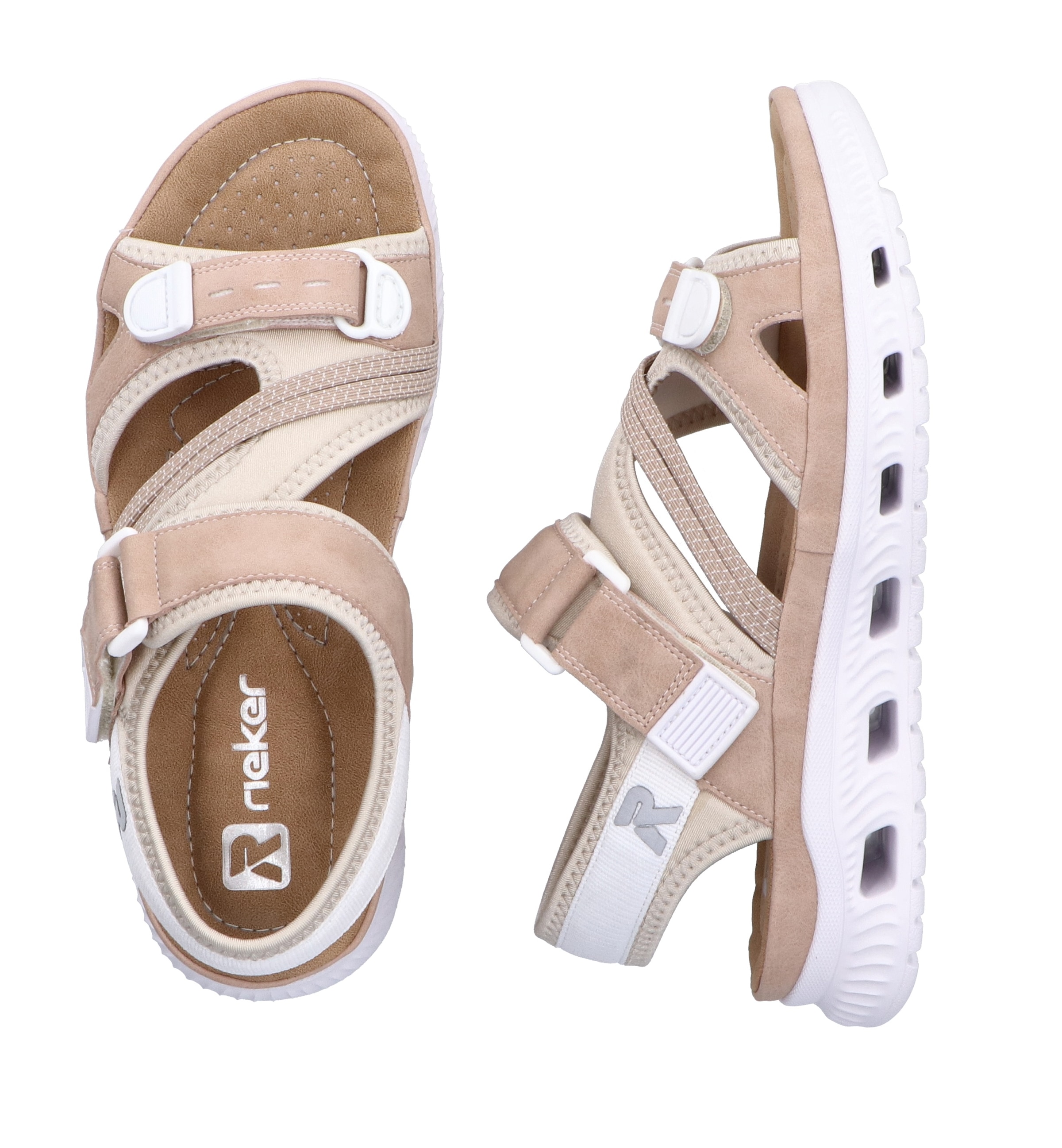 RIEKER Sport Sandale de trekking  Outdoorsandale, Sommerschuh, Sandale mit praktischen Klettverschlüssen