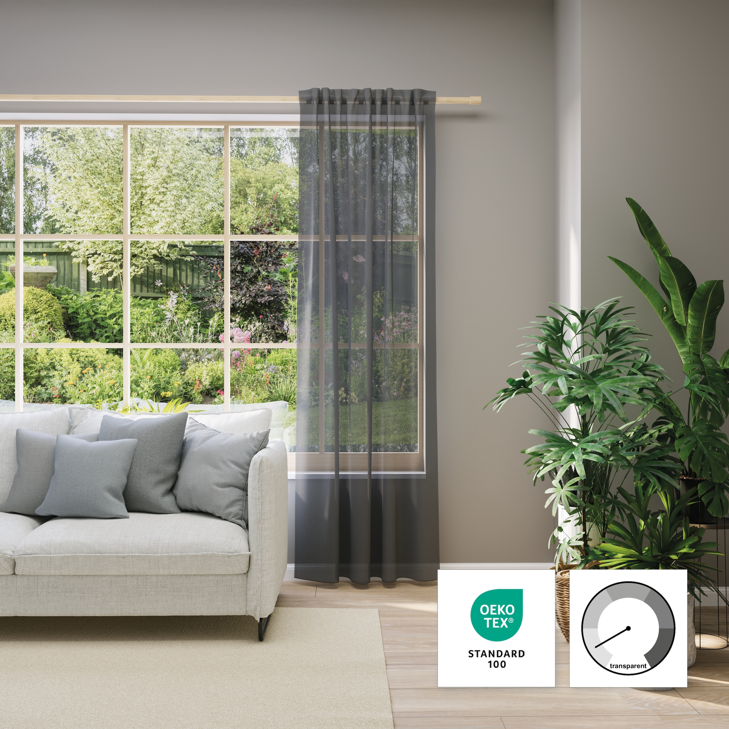 Neutex for you! Vorhang nach Mass »EVA« Multifunktionsband 1 Stk. tlg. Uni-Voile mit elegantem Glanz