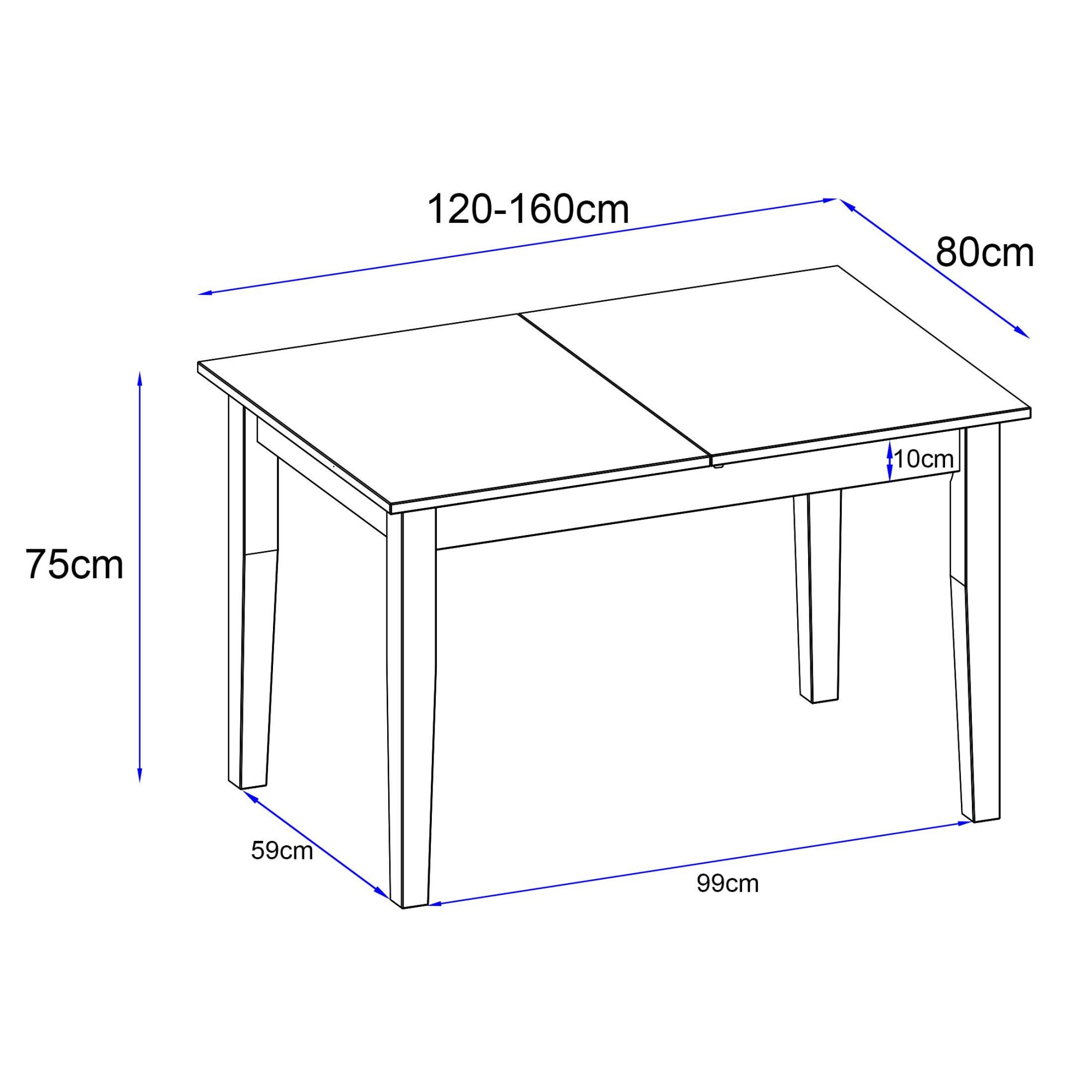 Home affaire Table de salle à manger »Dakota« aus massivem Kiefernholz, ausziehbar, Breite 160-200 cm