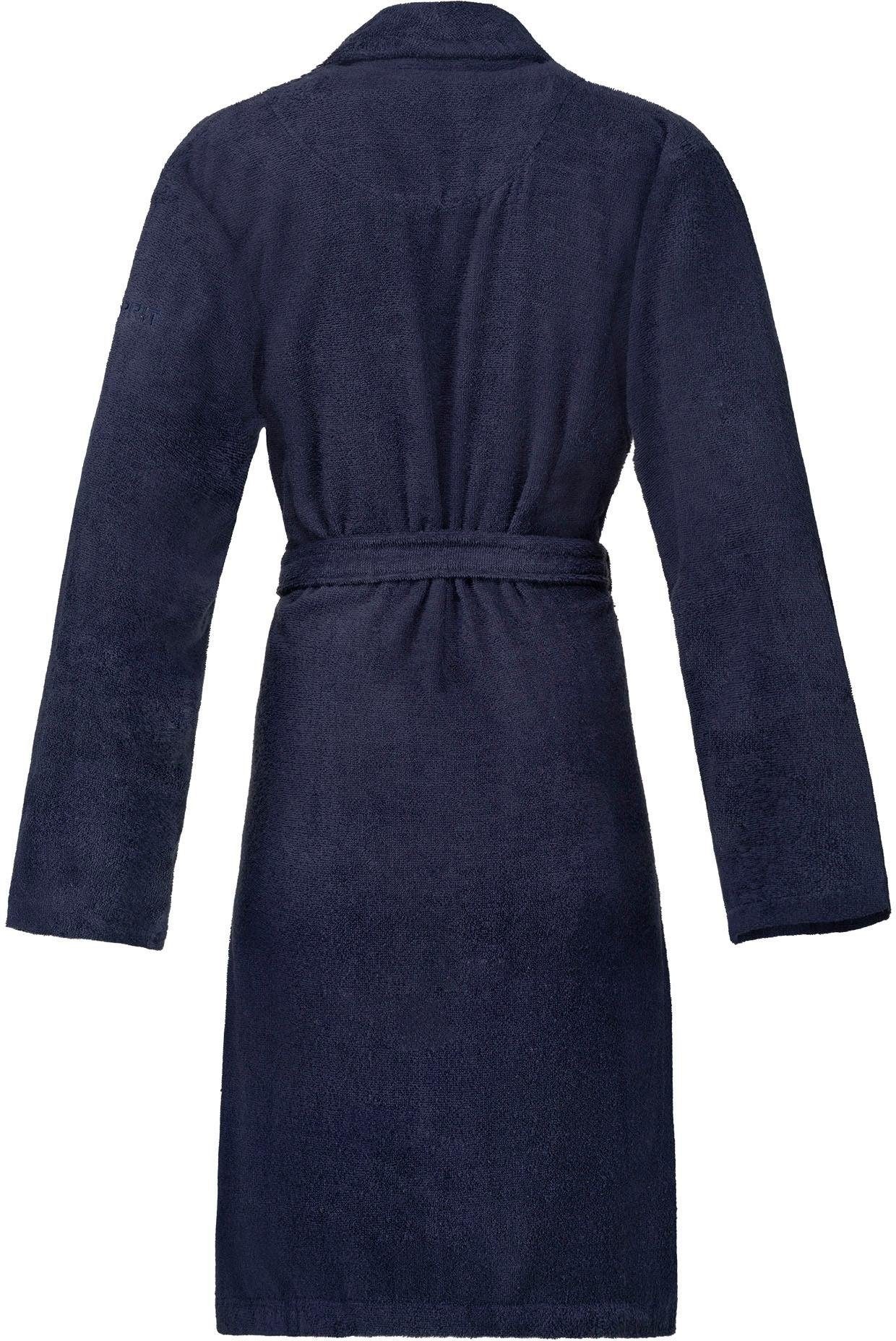 Esprit Peignoir de bain unisexe »Mono, ideal für Sauna & Spa, Hotelbademantel, Morgenmantel« mit Gürtel, 1 cuis mit Schalkragen & Logostickerei