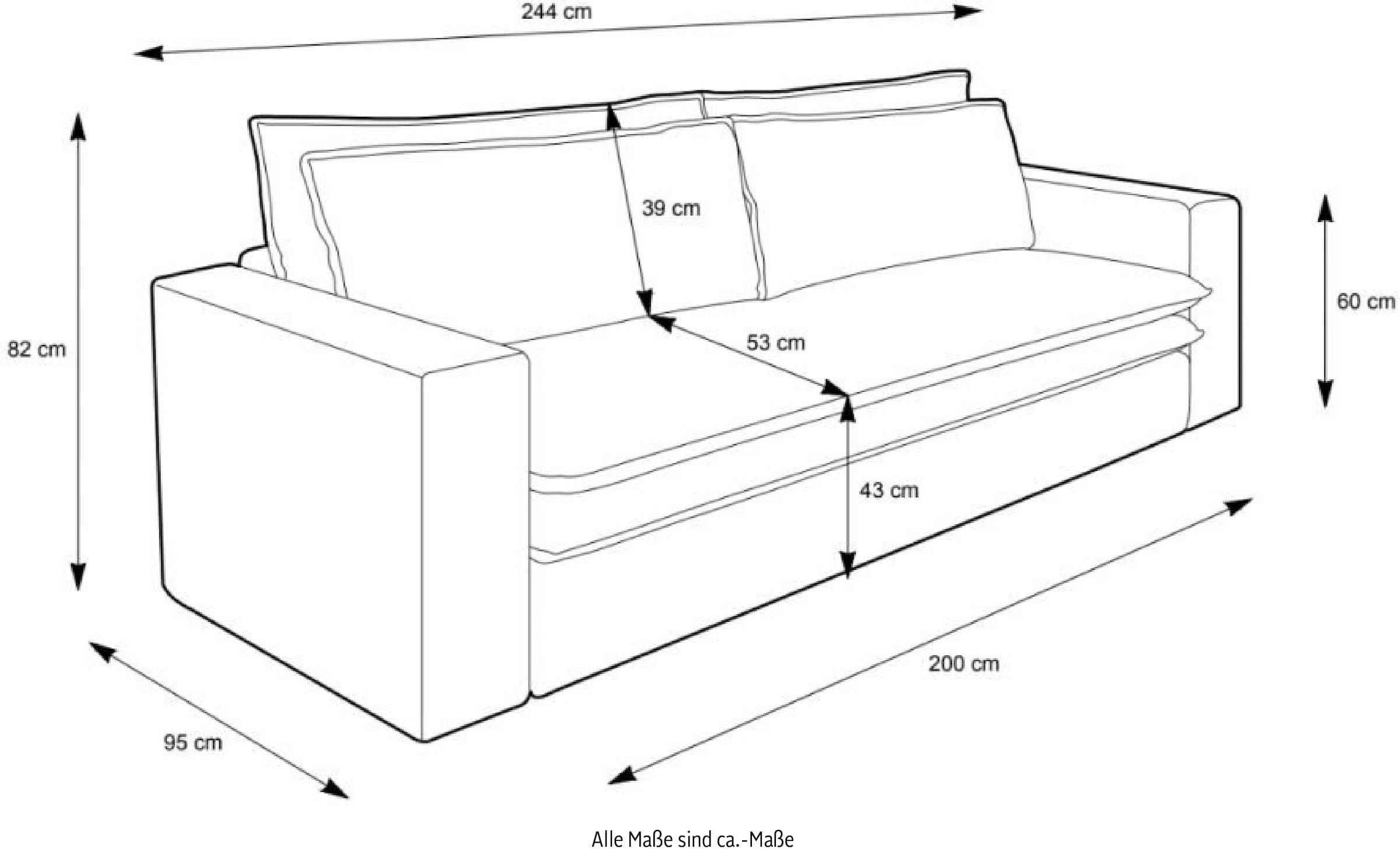 Home affaire Sitzgruppe »PIAGGE« 2 Stk. tlg. 3-Sitzer-Sofa mit Bettfunktion und Loveseat-Hocker im Set