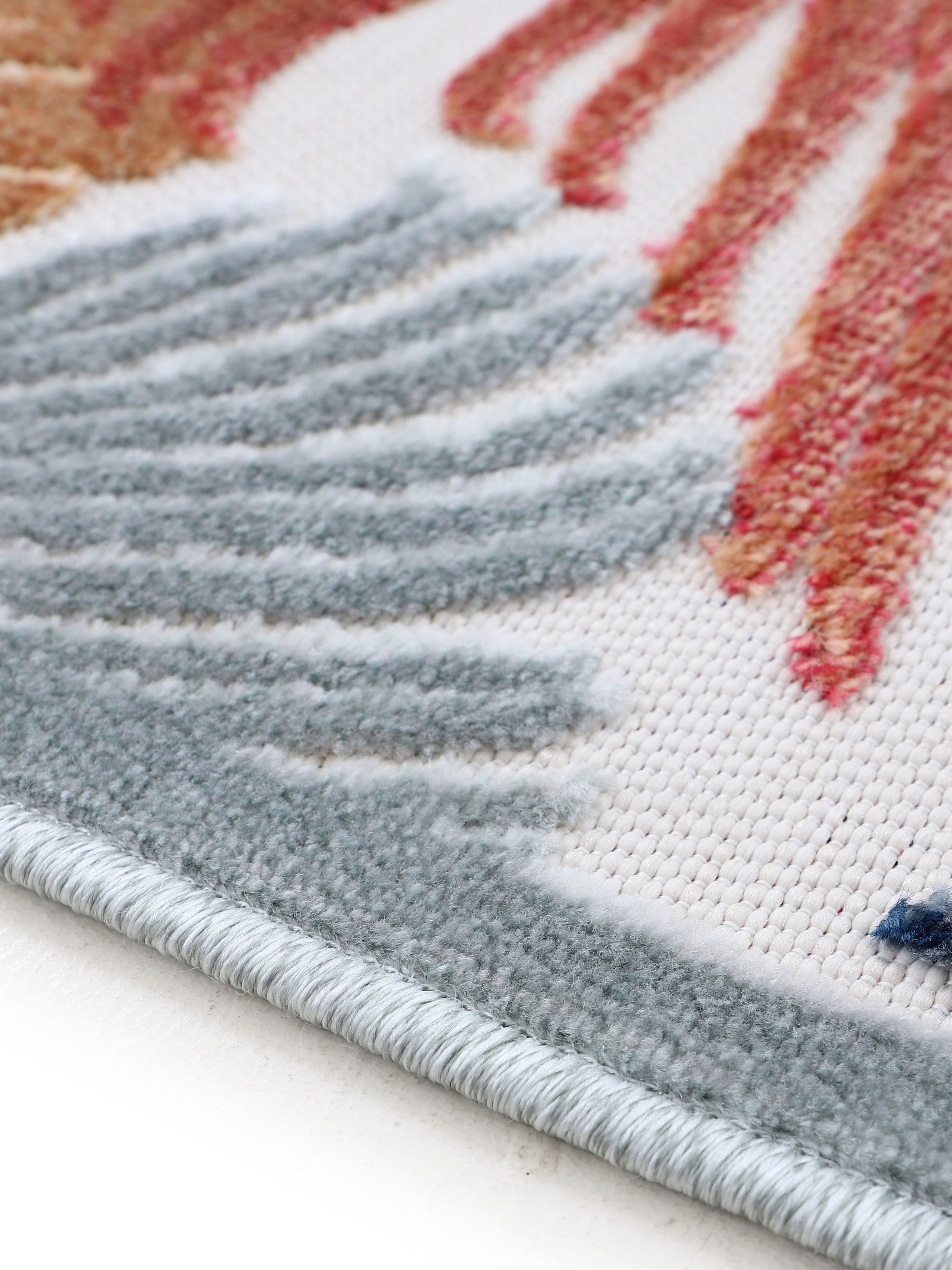 carpetfine Tapis »Deja 104« Rectangulaire 4 mm Höhe robustes Flachgewebe, Floral Palmenblätter, In- und Outdoor, Läufer