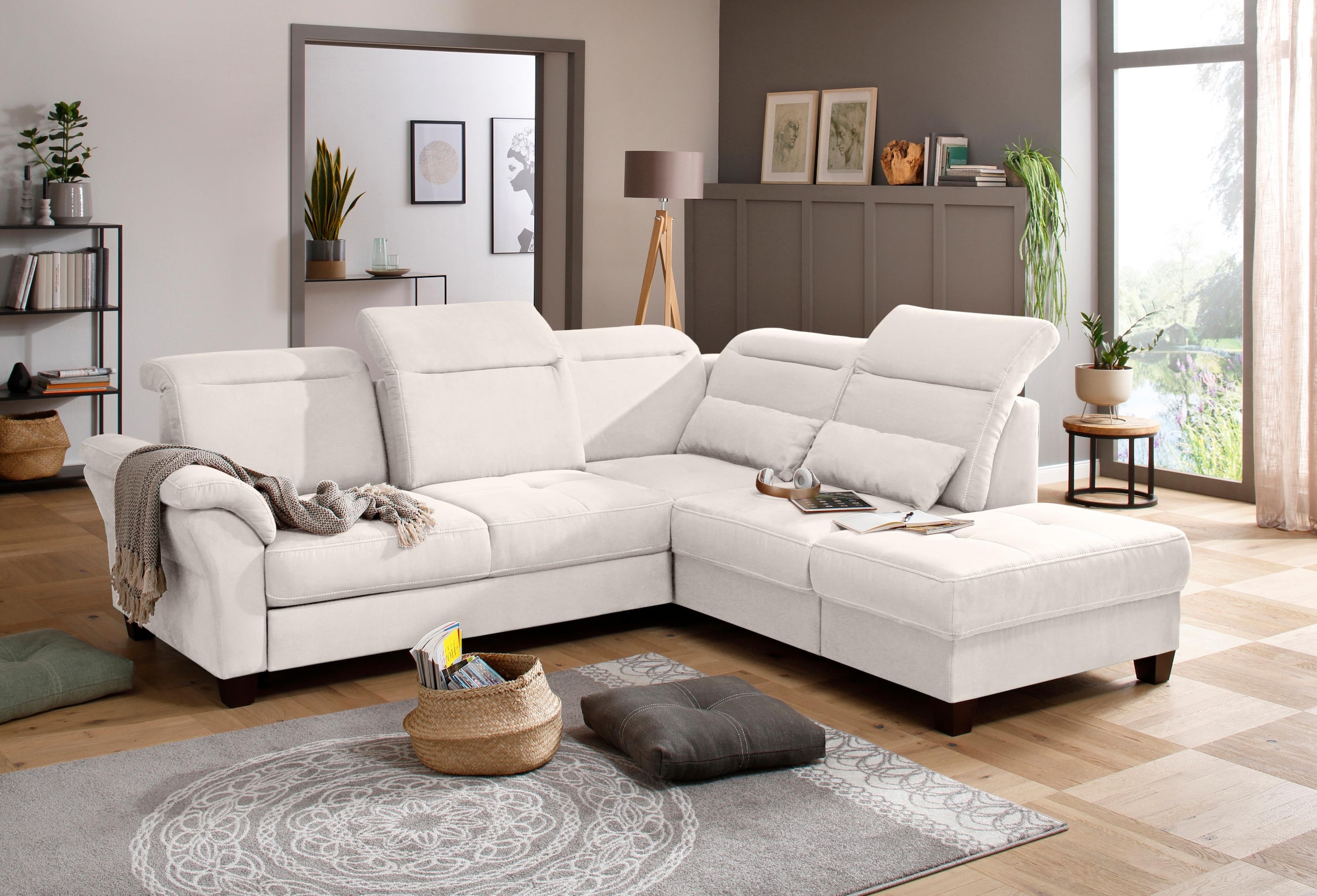 Home affaire Canapé d'angle »Solvei L-Form« wahlweise auch mit Kopfteilverstellung und Bettfunktion, Federkern