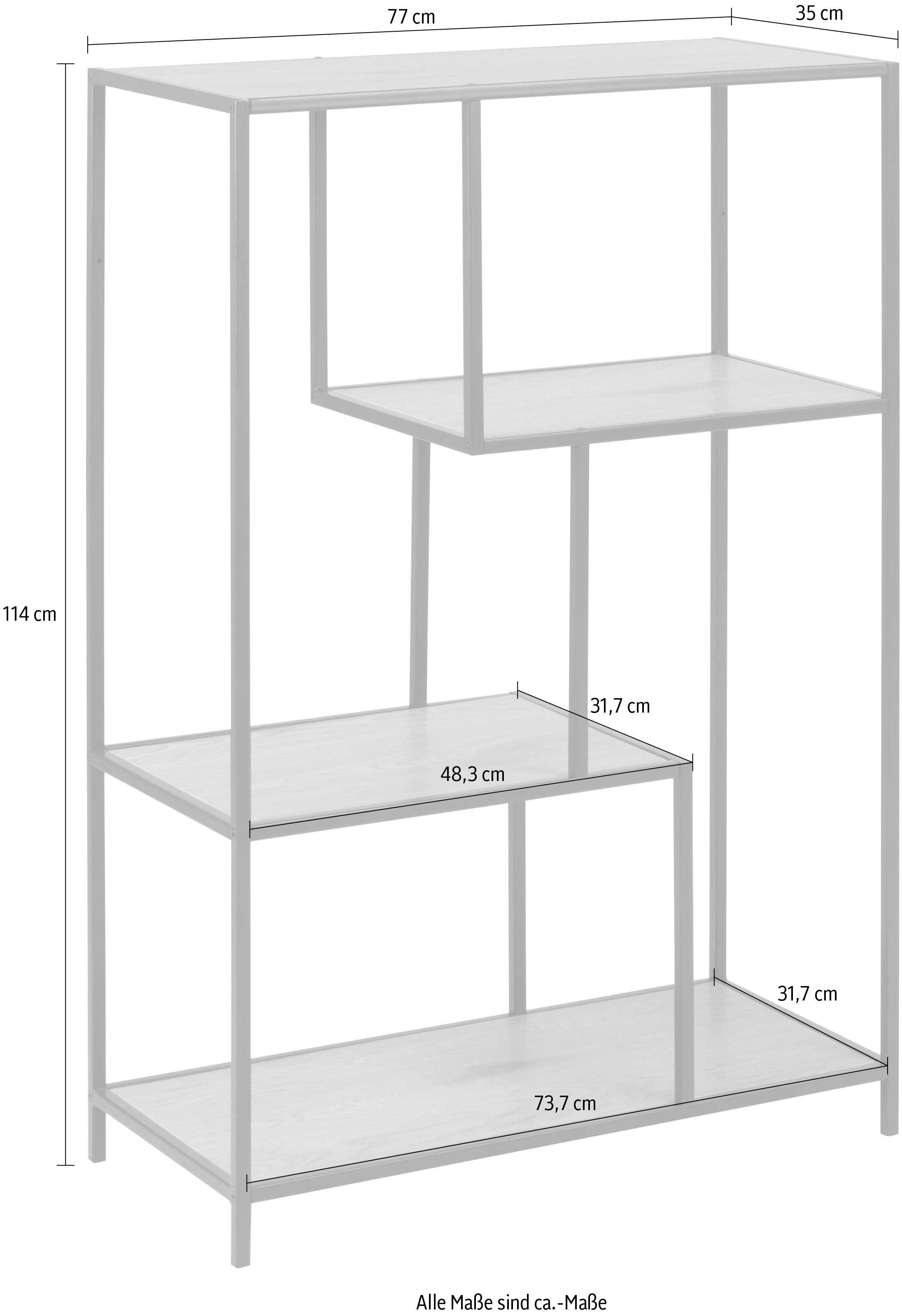 ACTONA GROUP Étagère à livres Structure métallique, 3 étagères et détails asymétriques, hauteur 114 cm