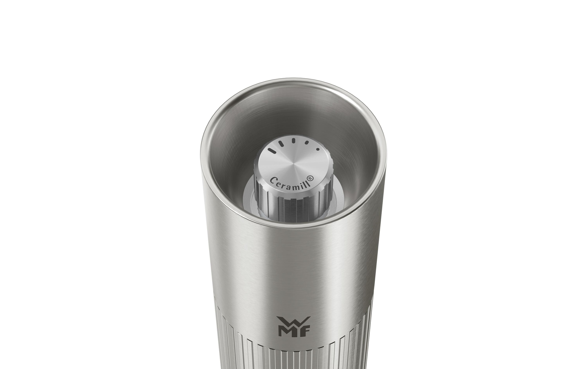 WMF Moulin à épices »Signature Pro, aus Edelstahl« Keramikmahlwerk, einstellbarer Mahlgrad, magnetischer Deckel