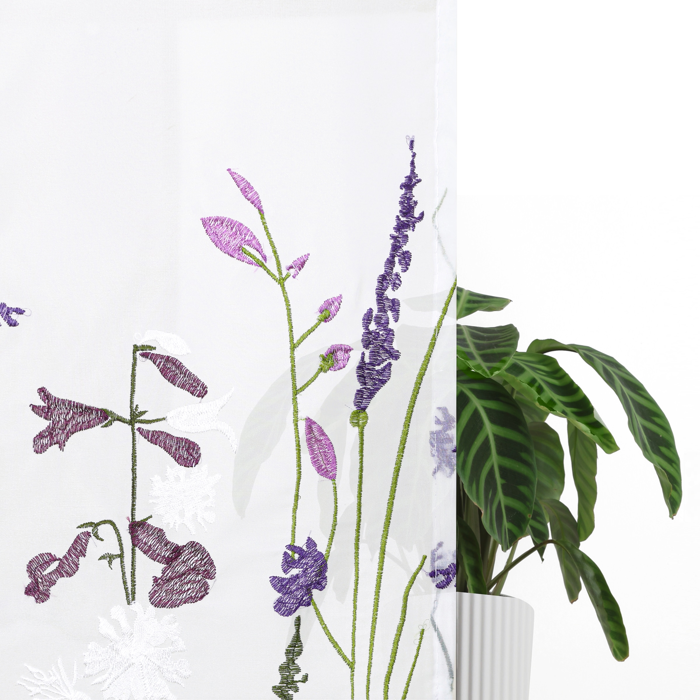 GOODproduct Scheibengardine »Bille« Durchzuglöcher 1 Stk. tlg. transparent, mit einseitiger Stickerei, waschbar, Blumen