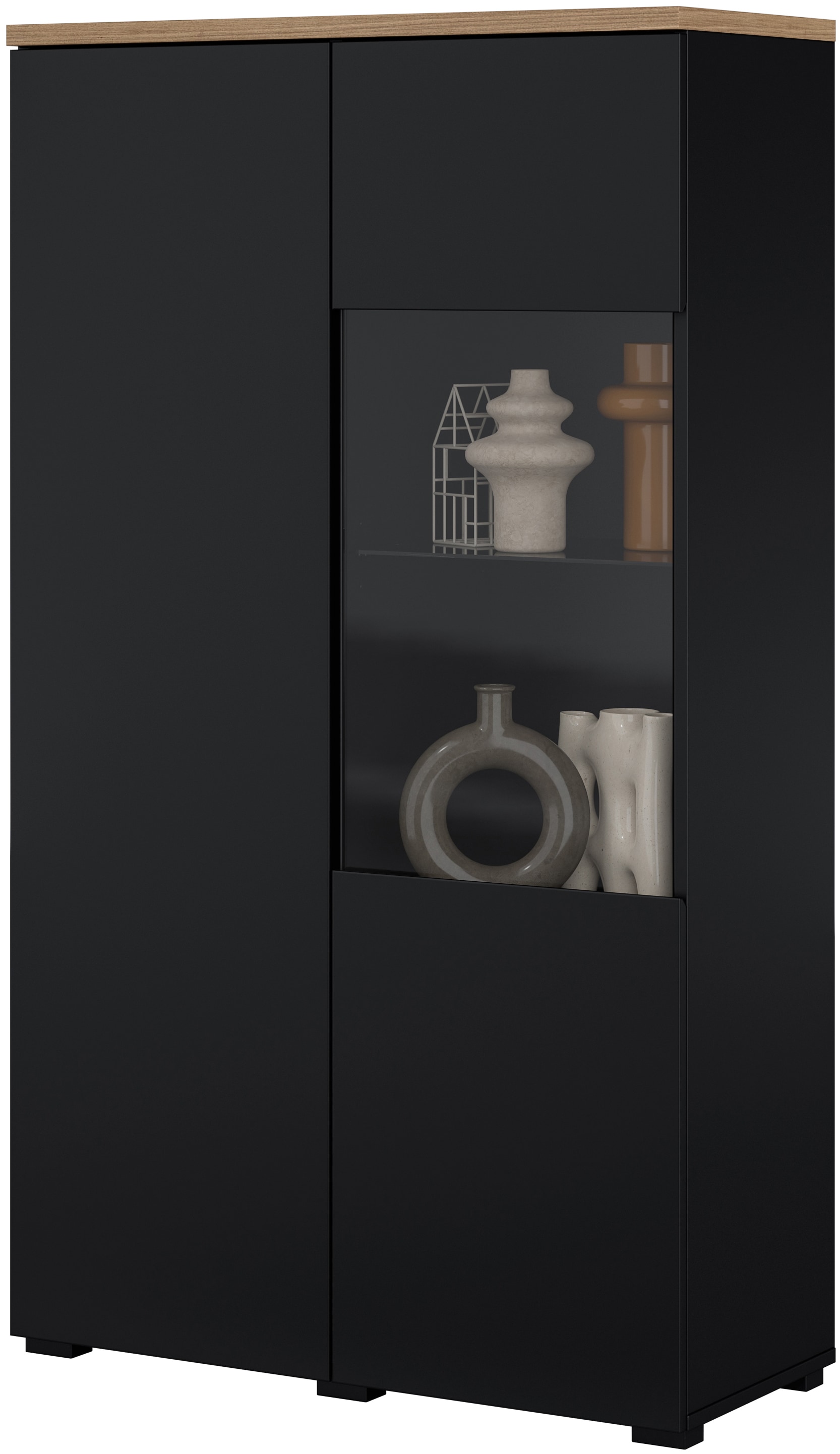 GOODproduct Vitrines »Modo, Breite 80 cm, moderner griffloser Vitrineschrank« Vitrine mit viel Stauraum, Einlegeböden verstellbar, Glastür