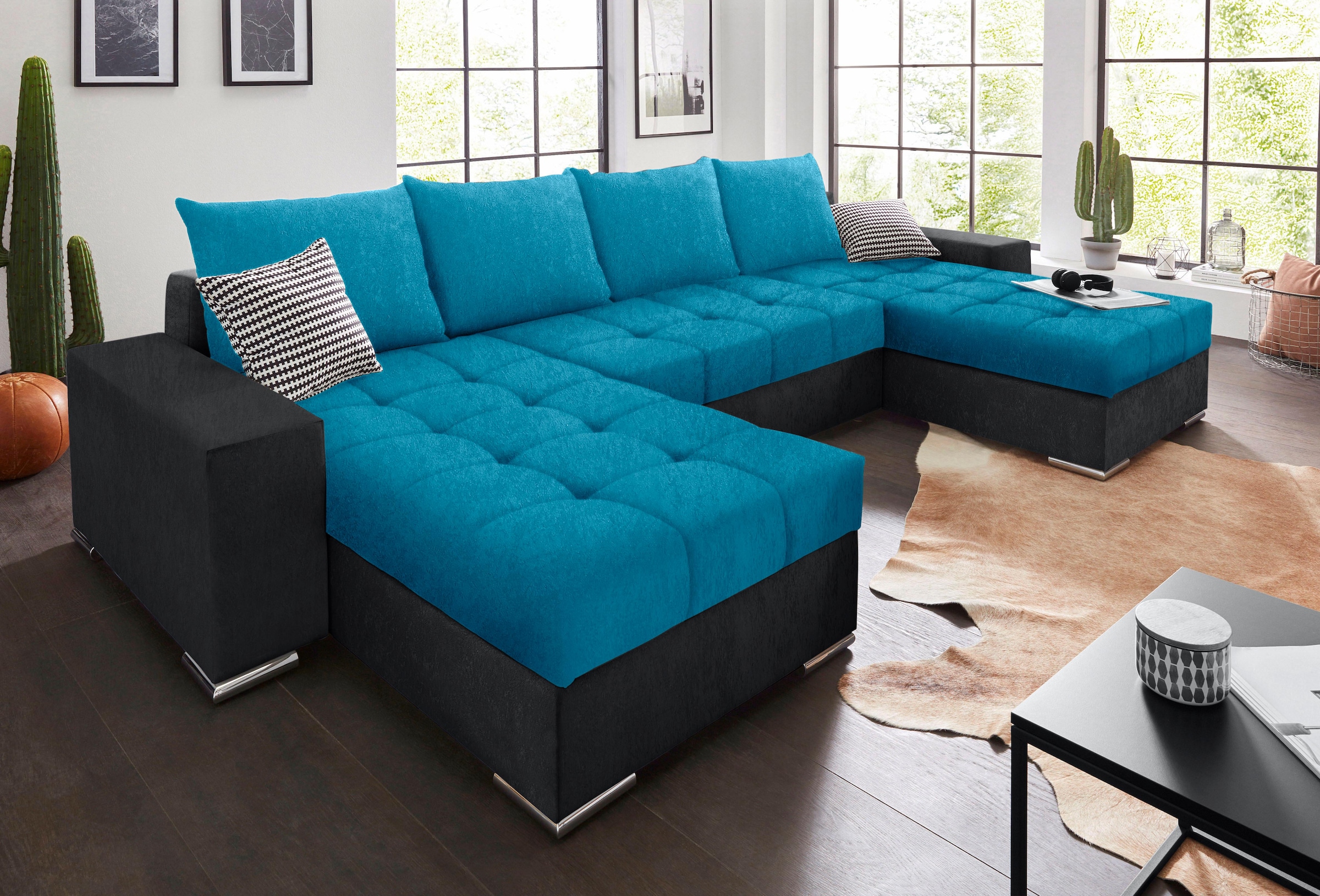 COLLECTION AB Wohnlandschaft »Josy XL U-Form, Breite: 313 cm« Bettfunktion, Bettkasten & 2 Zierkissen, Federkern
