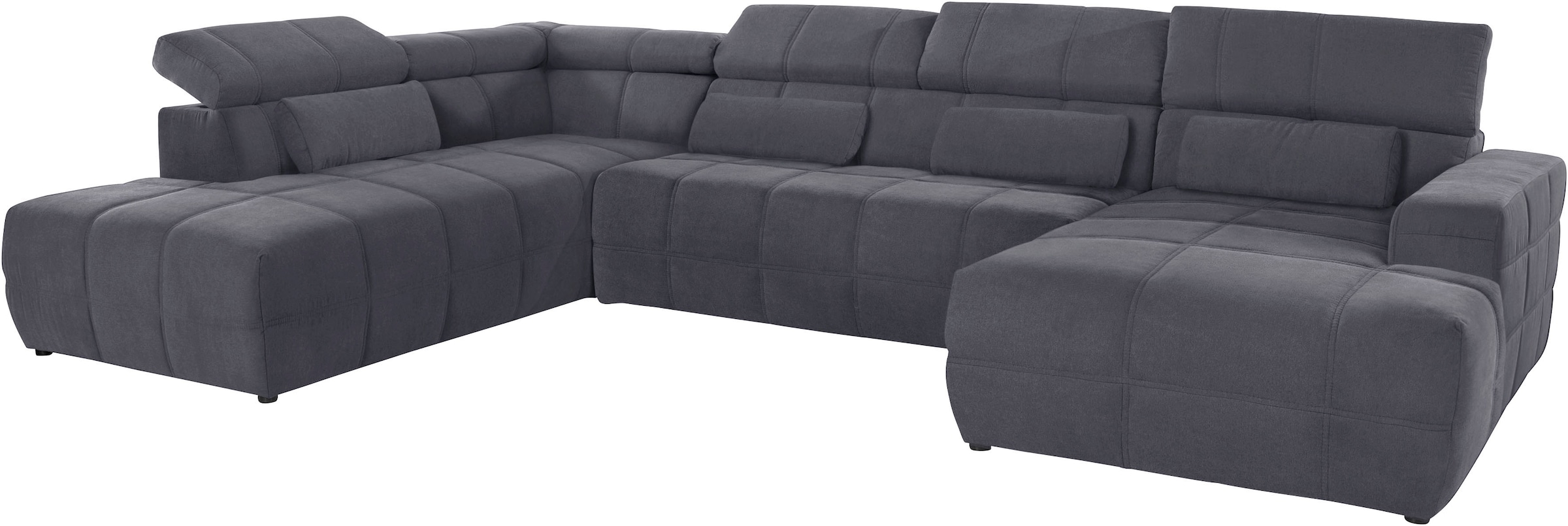 DOMO collection Wohnlandschaft »Brandon, whlw. mit Sitztiefenverstellung, whlw. Nierenkissen« mit Kopfteilverstellung, wahlweise Sitztiefenverstellung, U-Form