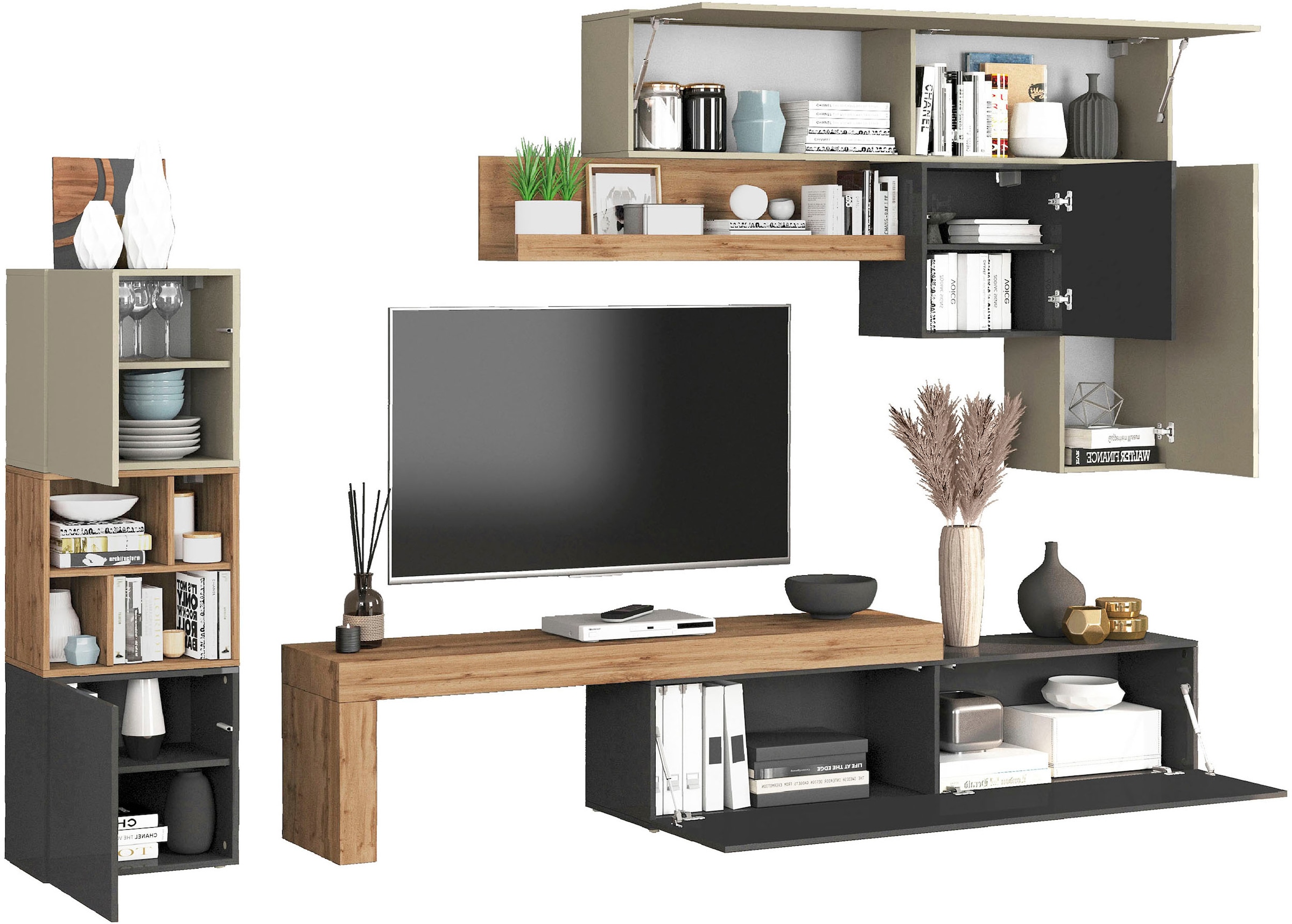 INOSIGN Meuble mural »Chronos Wohnwand, Medienwand, 8-er set« Set, 8 cuis tlg.