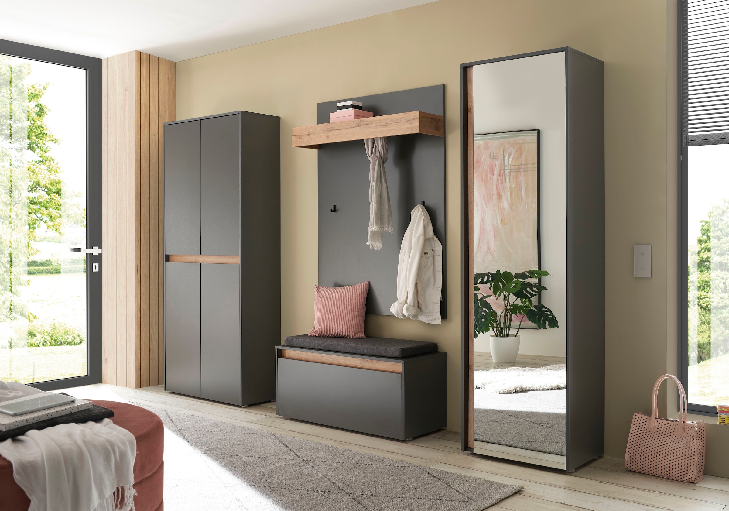 Home affaire Garderoben-Set »City/Giron, moderne Garderobe, viel Stauraum, ca. 40 Schuhe« Set, 4 Stk. tlg.