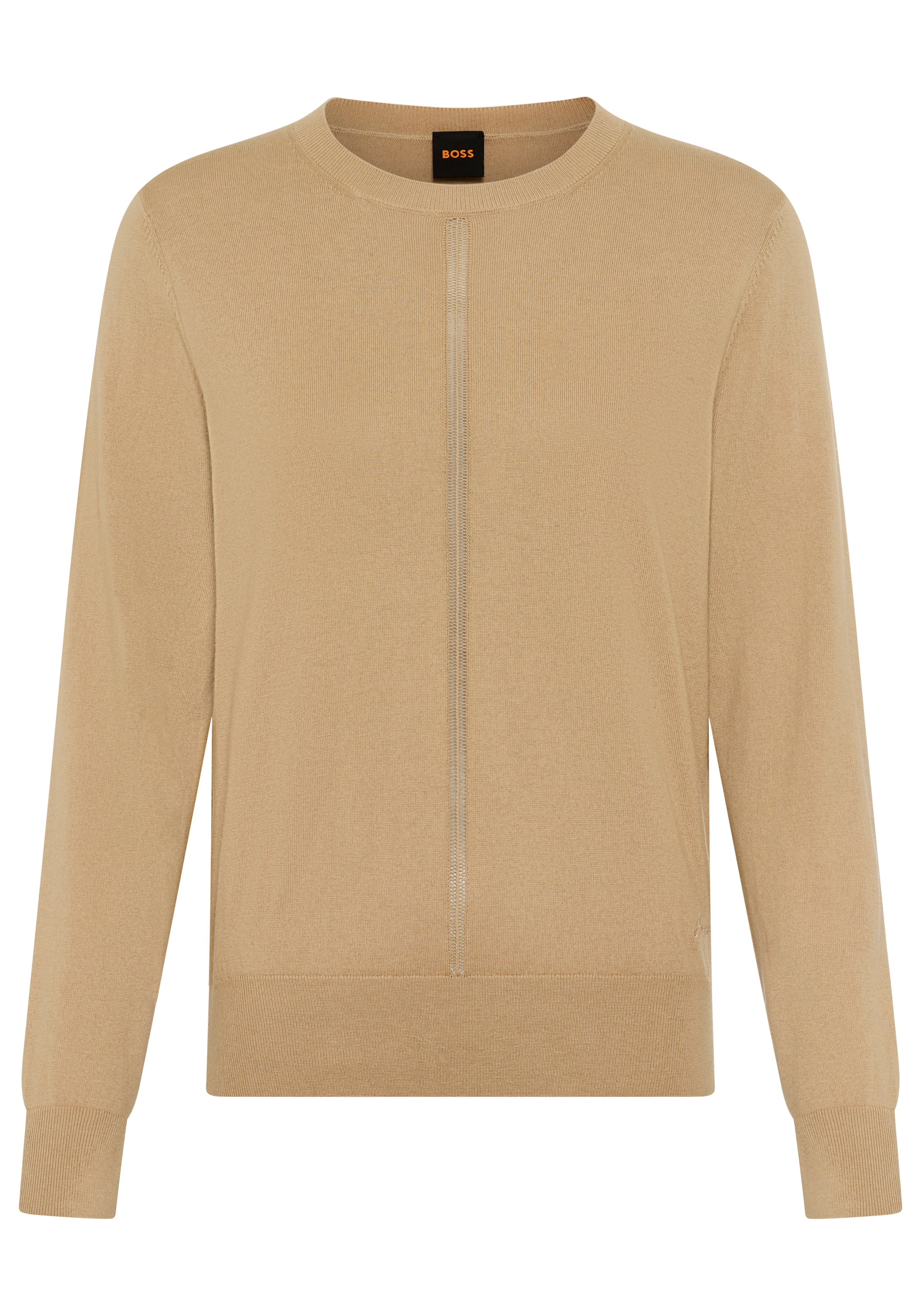 BOSS ORANGE Pull en tricot »Finguine Premium Damenmode« mit Ajour-Dekor, Rundhalsform