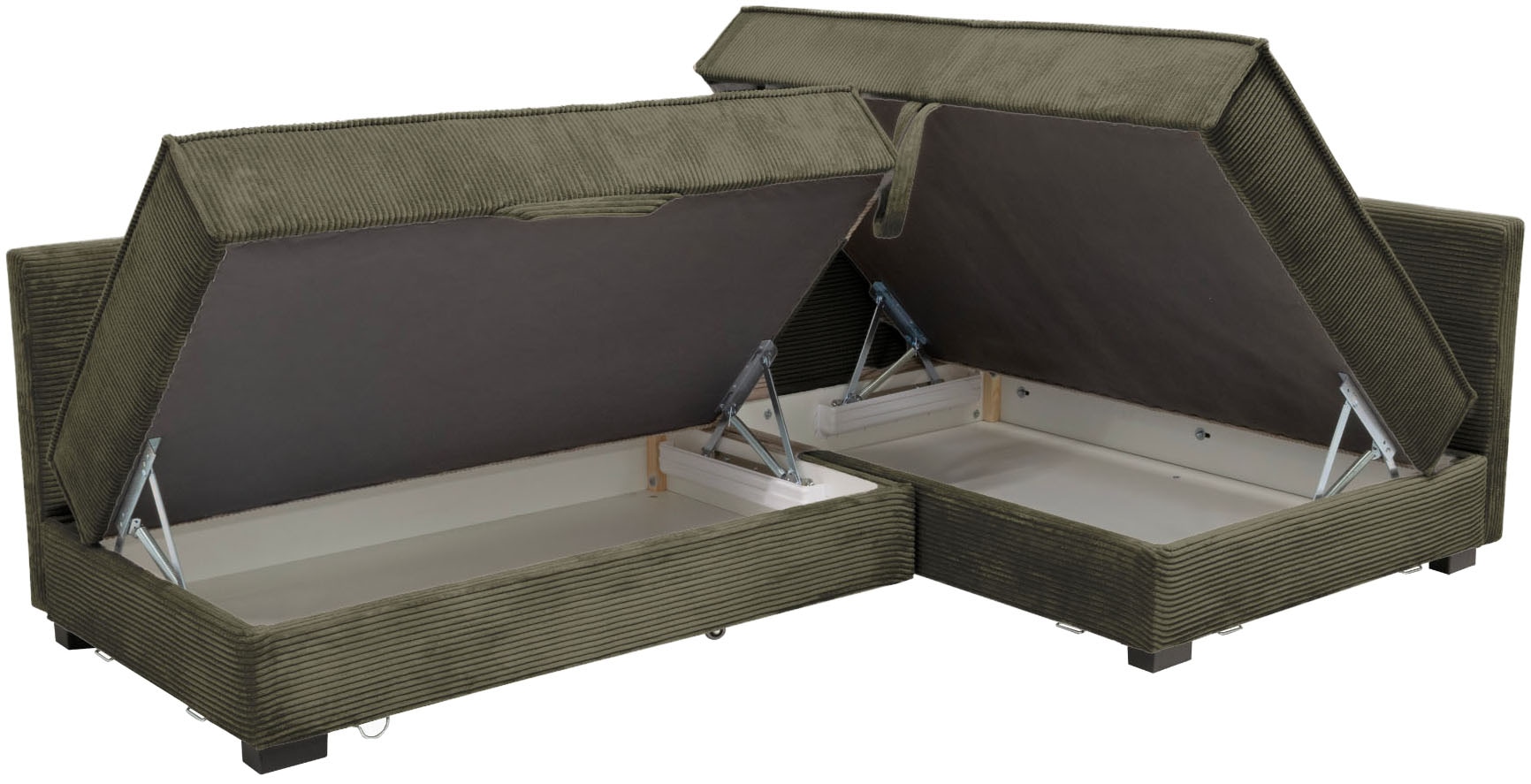 Home affaire »Night & Day L-Form, B: 316 cm mit Dauer-Schlaffunktion 180x200 cm« ensemble : canapé & tabouret, fonction lit, coffre de rangement & coussins, lit boxspring