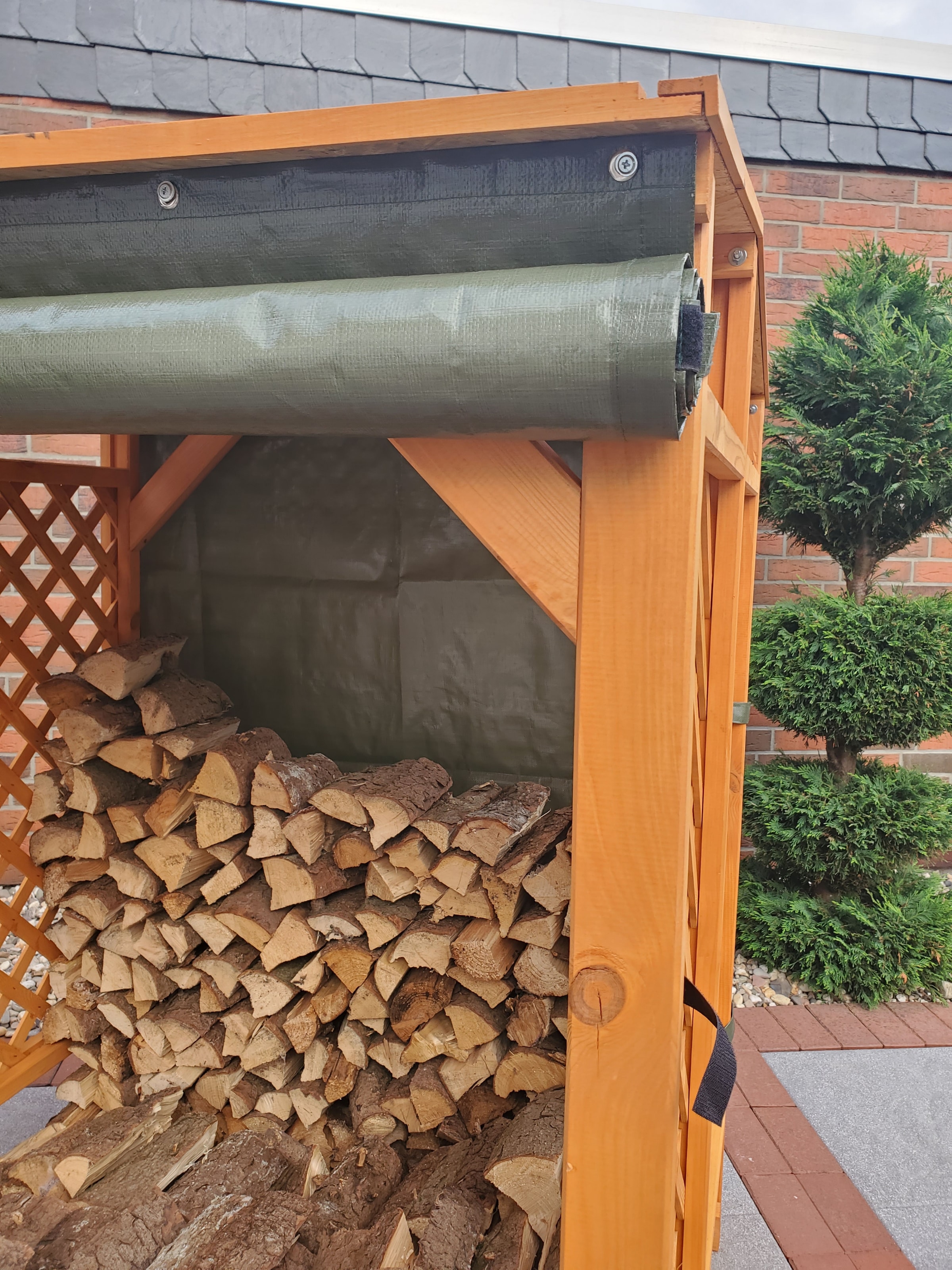 promadino Étagère pour bois de cheminée avec protection contre les intempéries