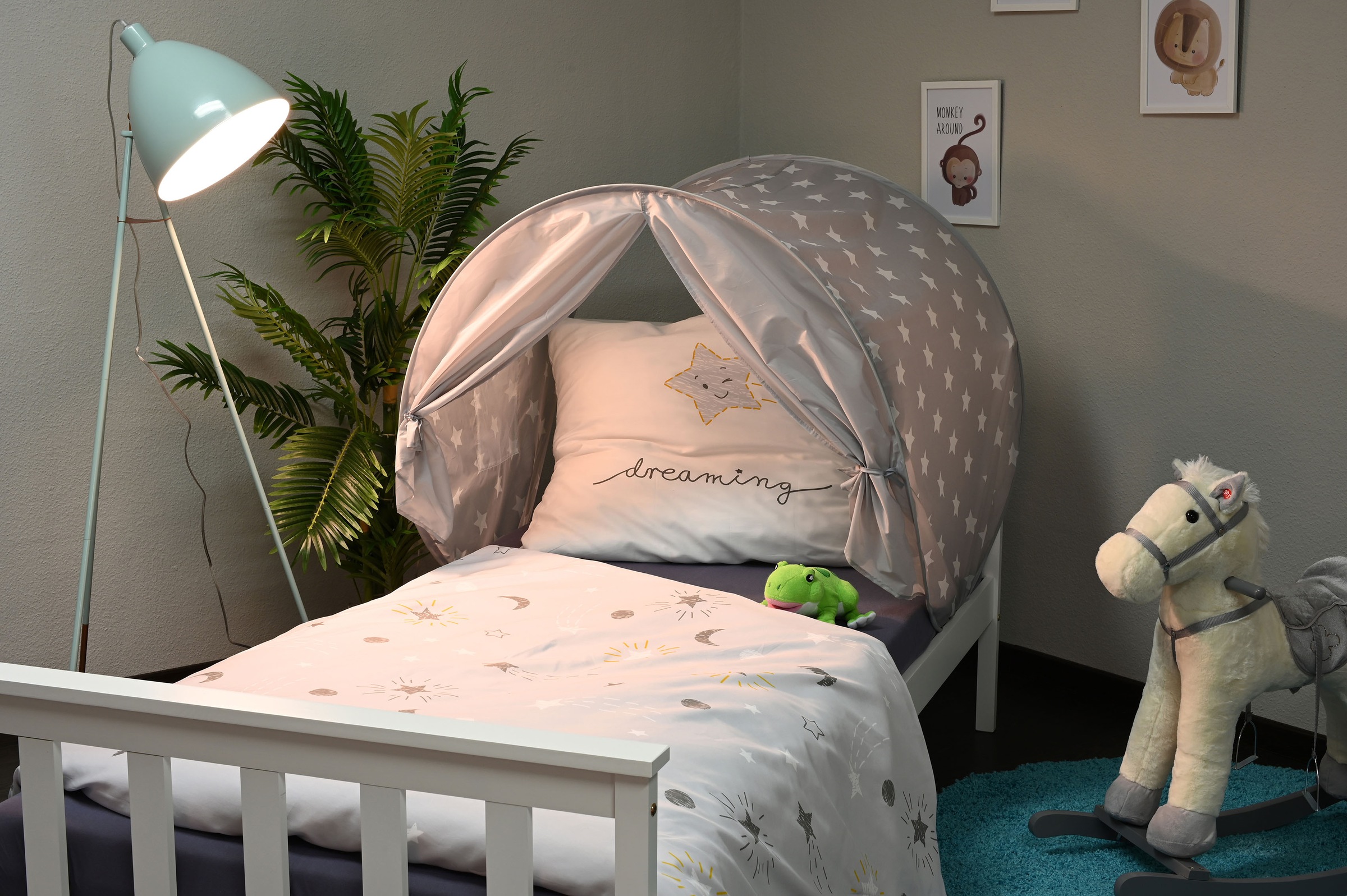 Knorrtoys® Tunnel de lit »Bettzelt, Grey White Stars«