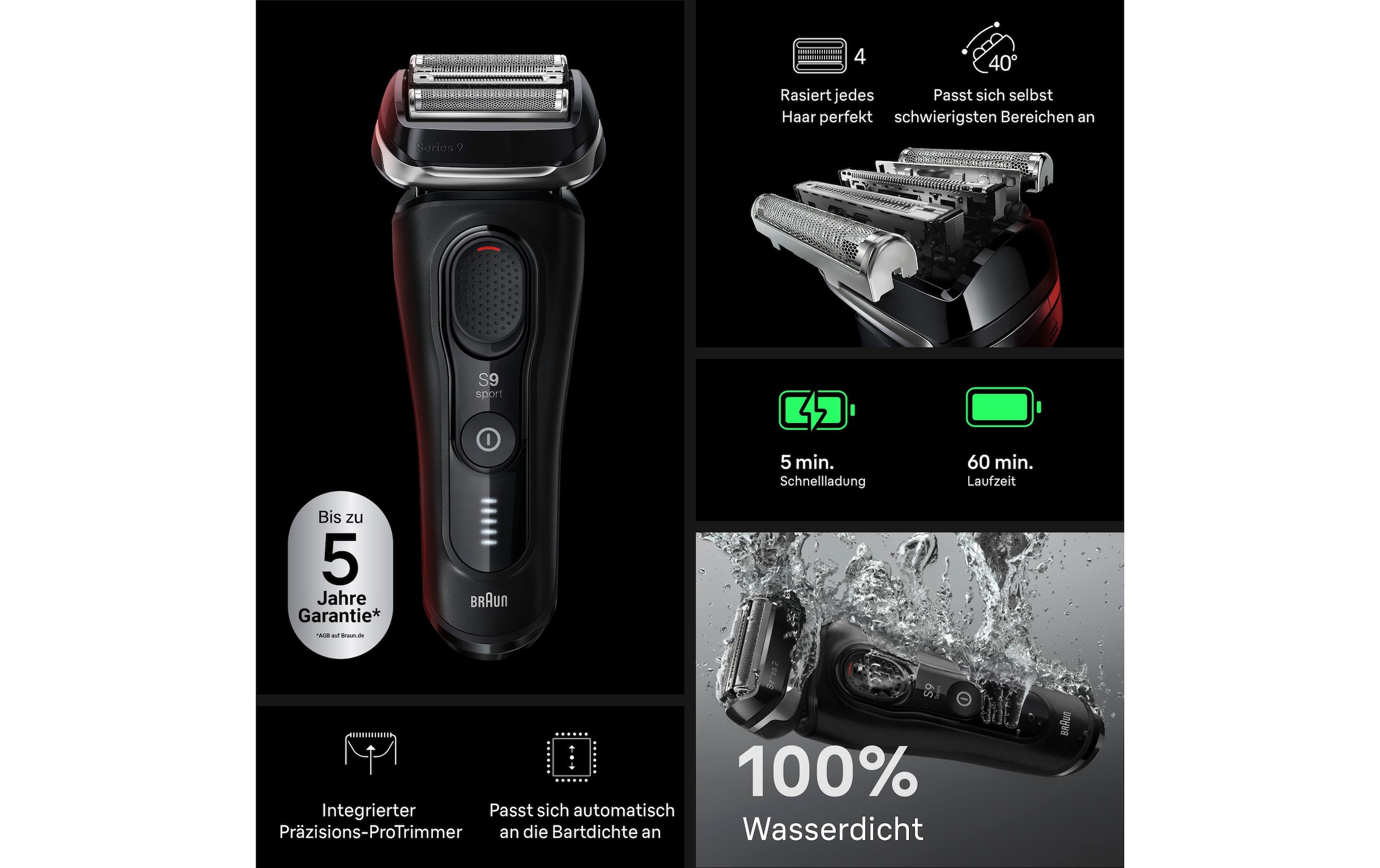 Braun Rasoirs électriques »Herrenrasierer Series 9 Sport«