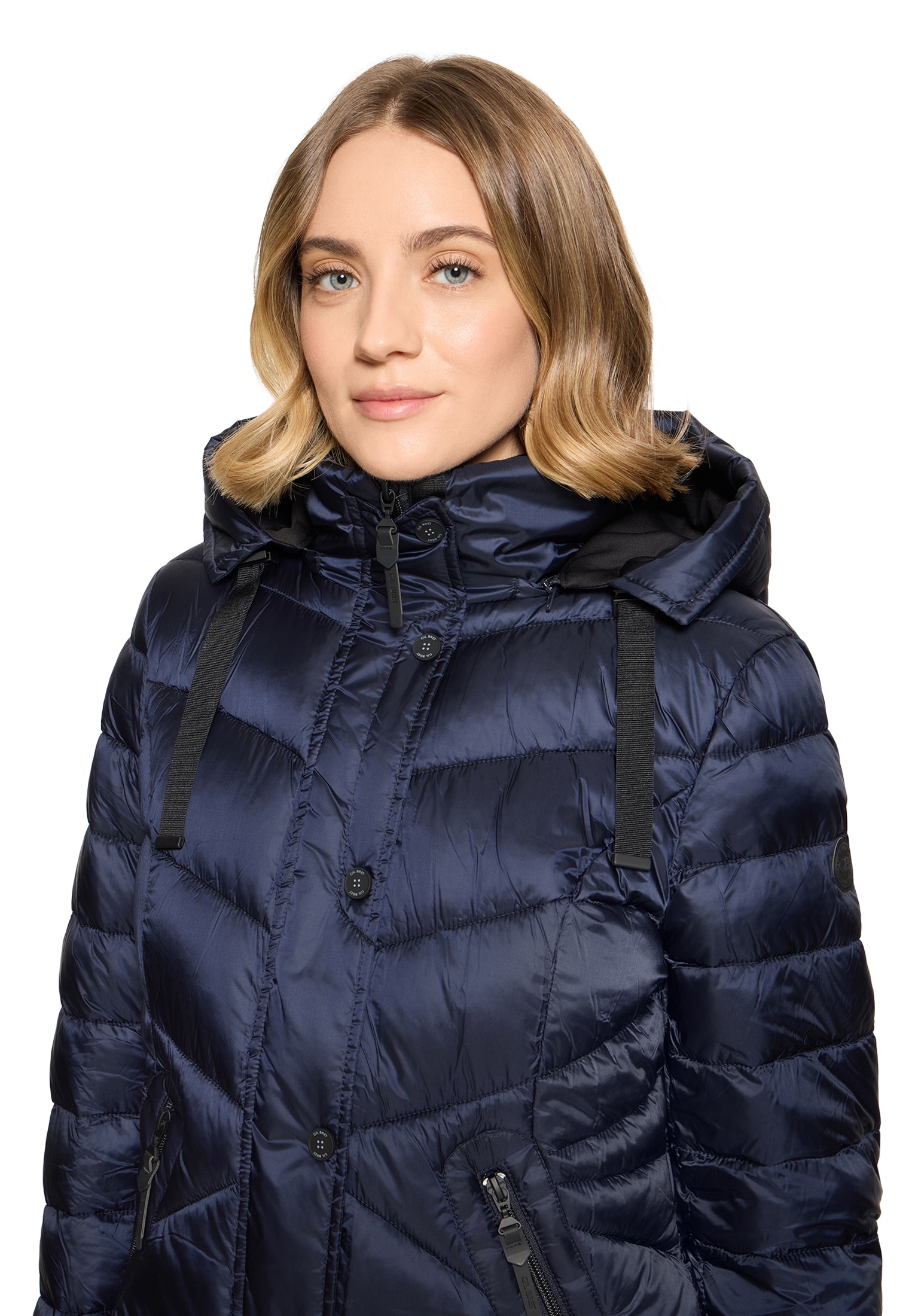 Gil Bret Steppjacke mit Kapuze mit abnehmbarer Kapuze und verdecktem Reissverschluss