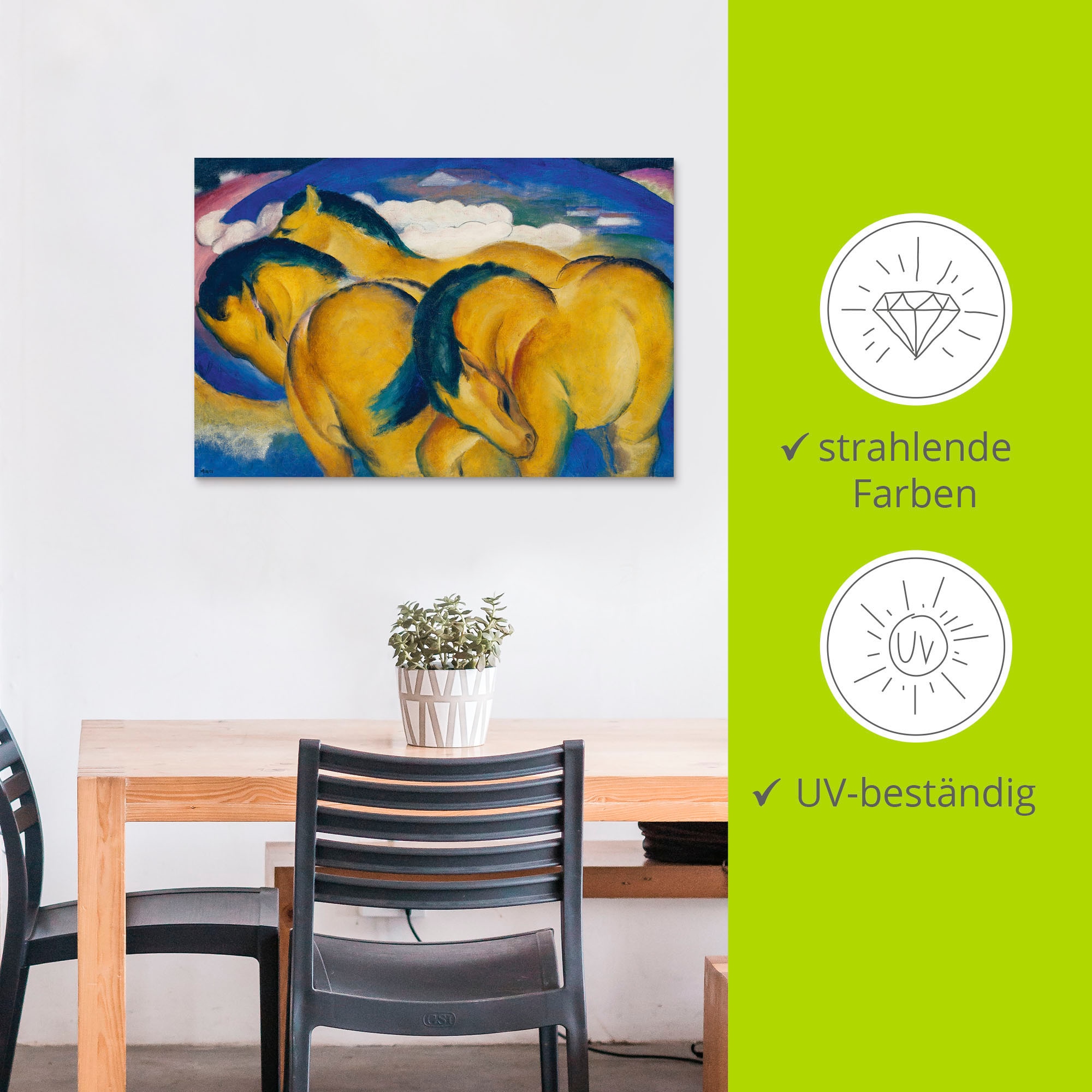 Artland Wandbild »Die kleinen gelben Pferde. 1912« Haustiere 1 Stk. tlg. als Alubild, Leinwandbild in verschied. Grössen